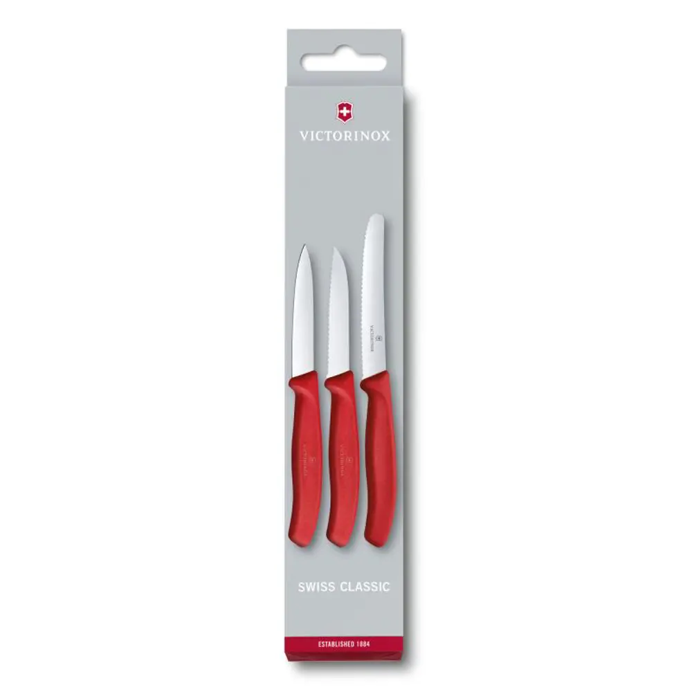 Victorinox Üçlü Soyma Bıçağı Seti 6.7111.3 Kırmızı Victorinox Üçlü Soyma Bıçağı Seti 6.7111.3 Kırmızı