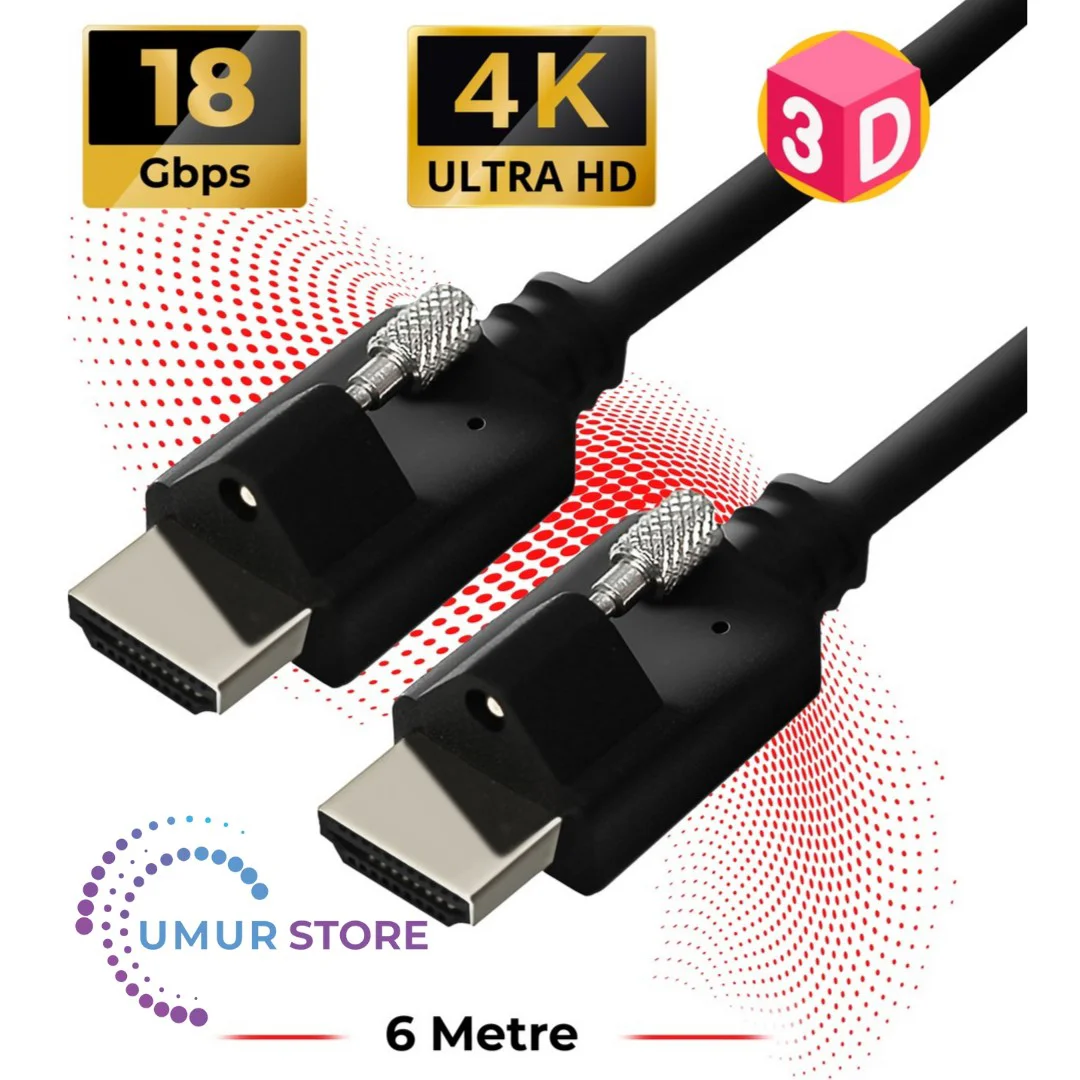 Vidalı HDMI 2.0 4K Ultra Hd 60 Hz Ses ve Görüntü Aktarım Kablosu