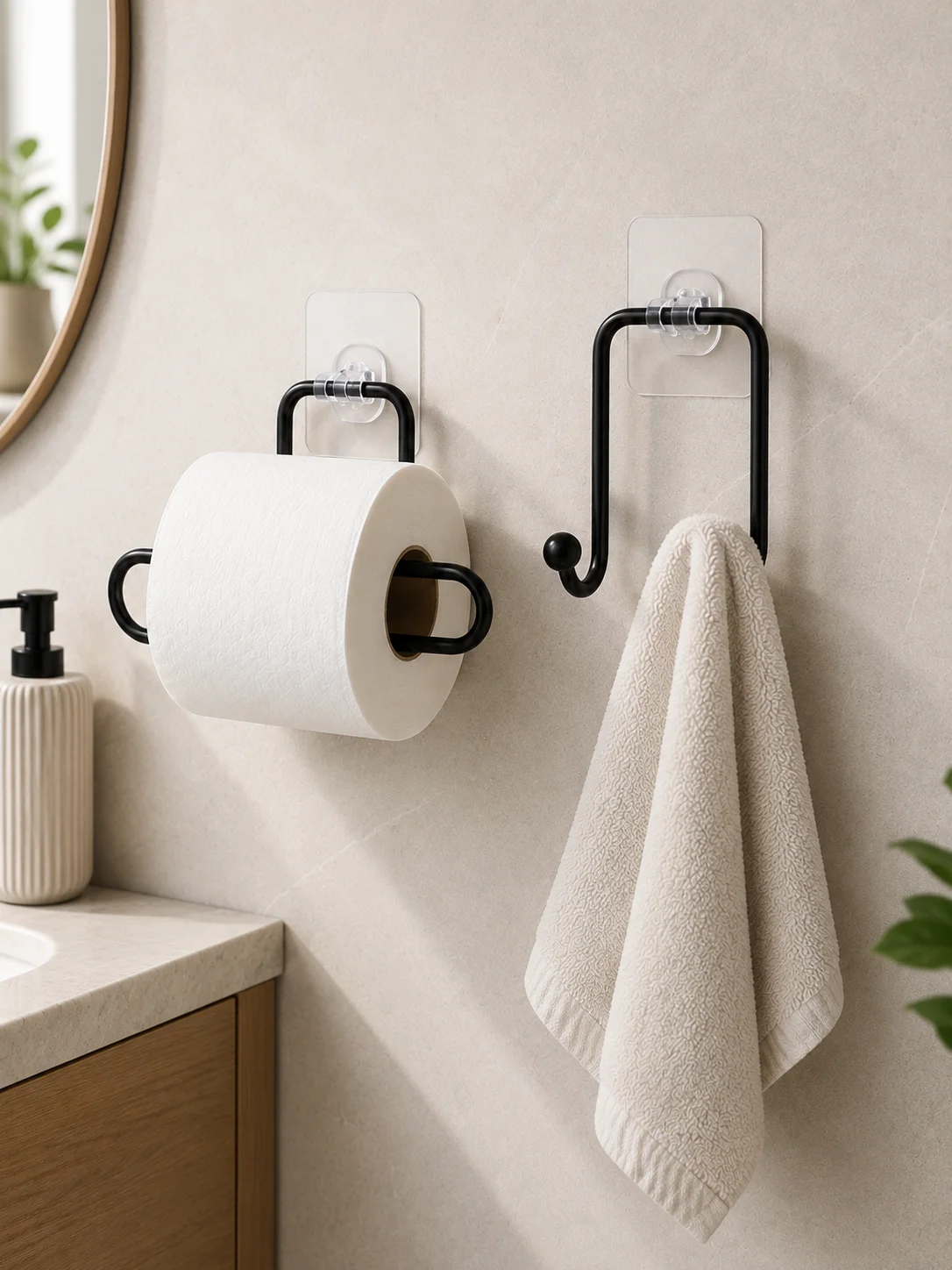 Vidasız Banyo Seti Yapışkanlı Tuvalet Kağıdı Tutucu ve Havlu Askısı 2’li Set Fiyatı, Yorumları ve Özellikleri