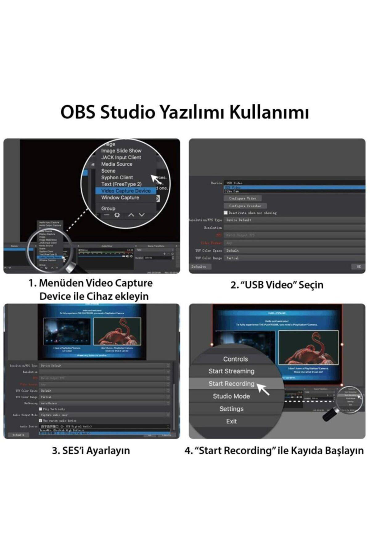 Video Capture Usb 2.0 To Hdmi Çevirici Dönüştürücü Siyah Metal Ka