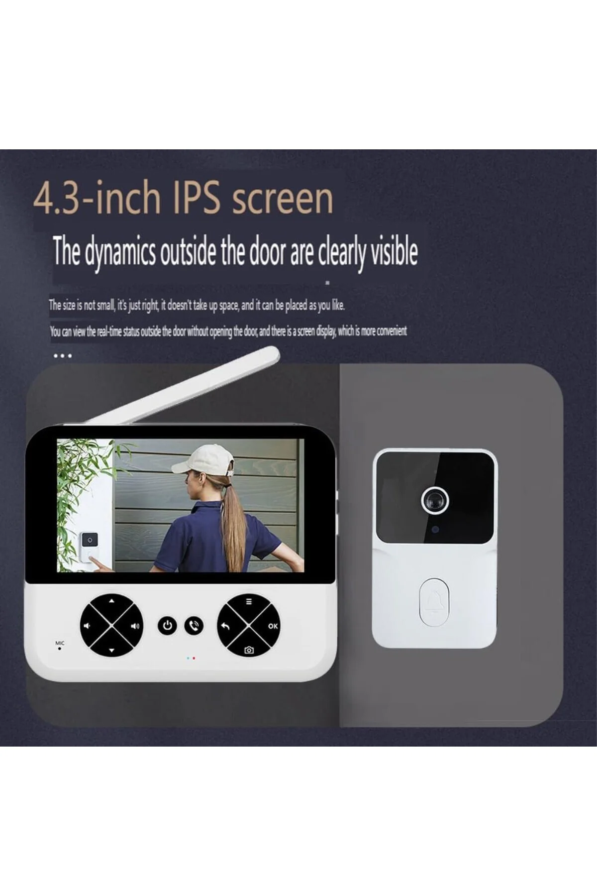 Video Kapı Zili Kamerası Kablosuz Abonelik Yok 4.3 inç IPS Ekran 