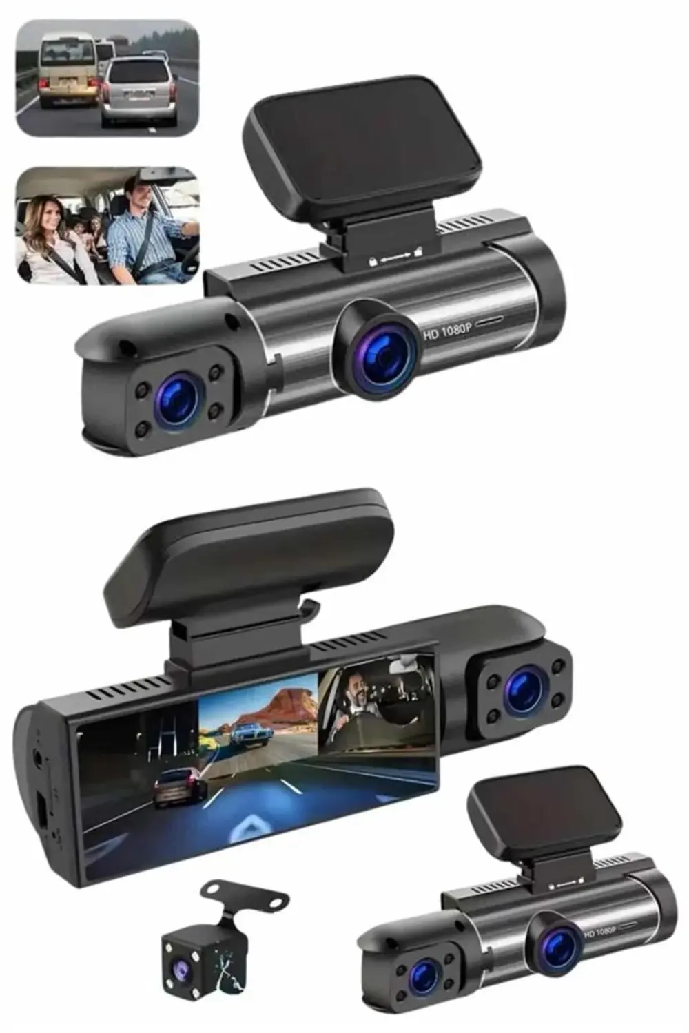 Video ve Fotoğraf Kaydedici Sürüş Kamerası Ön ve Arka Çift Kamera