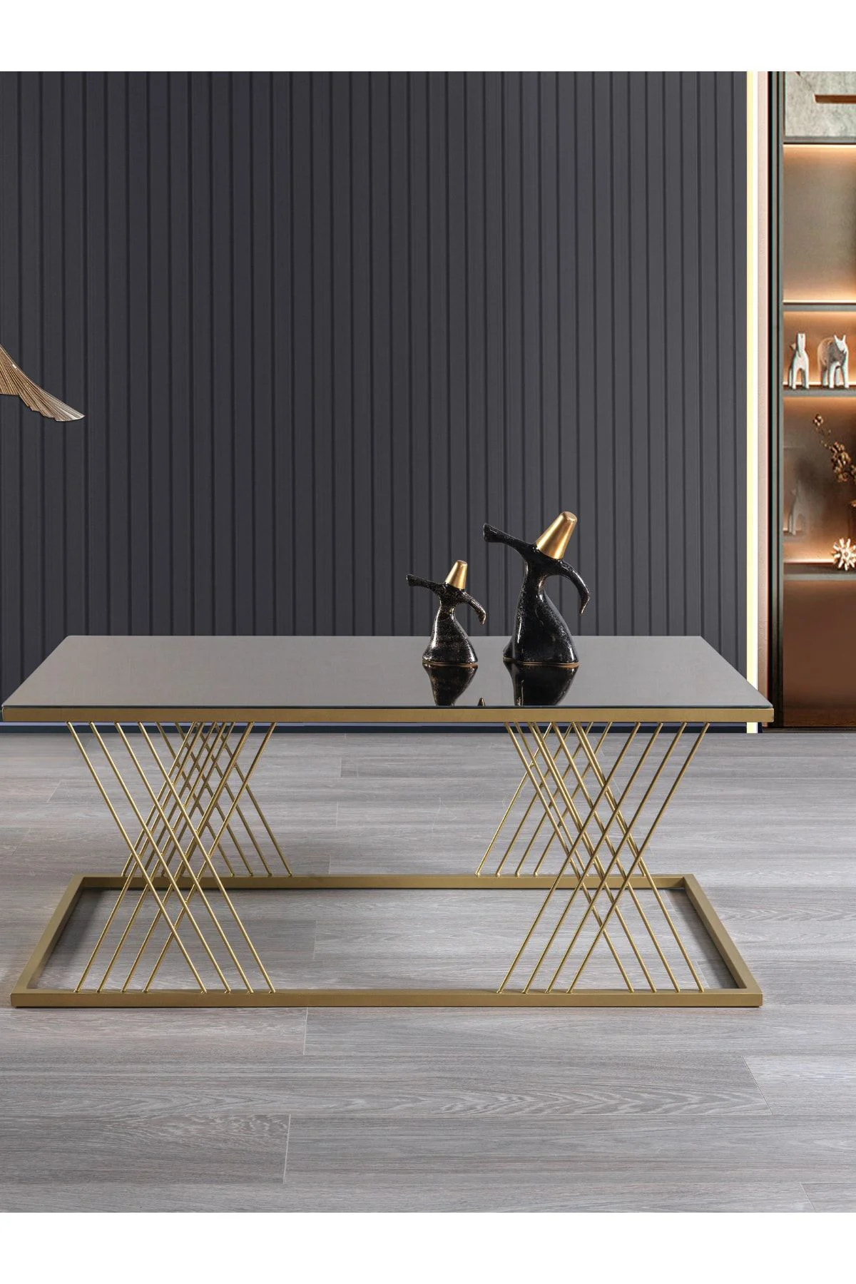 Vienna Gold Metal Ayaklı Bronz Aynalı Orta Sehpa