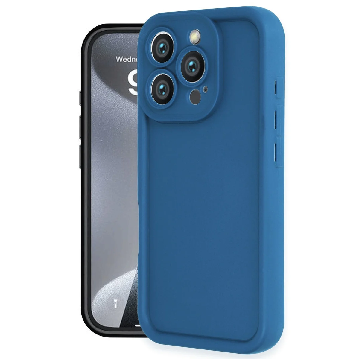 Viera Silikon Kılıf - iPhone 16 Pro Mavi, Pürüzsüz ve Tam Koruma