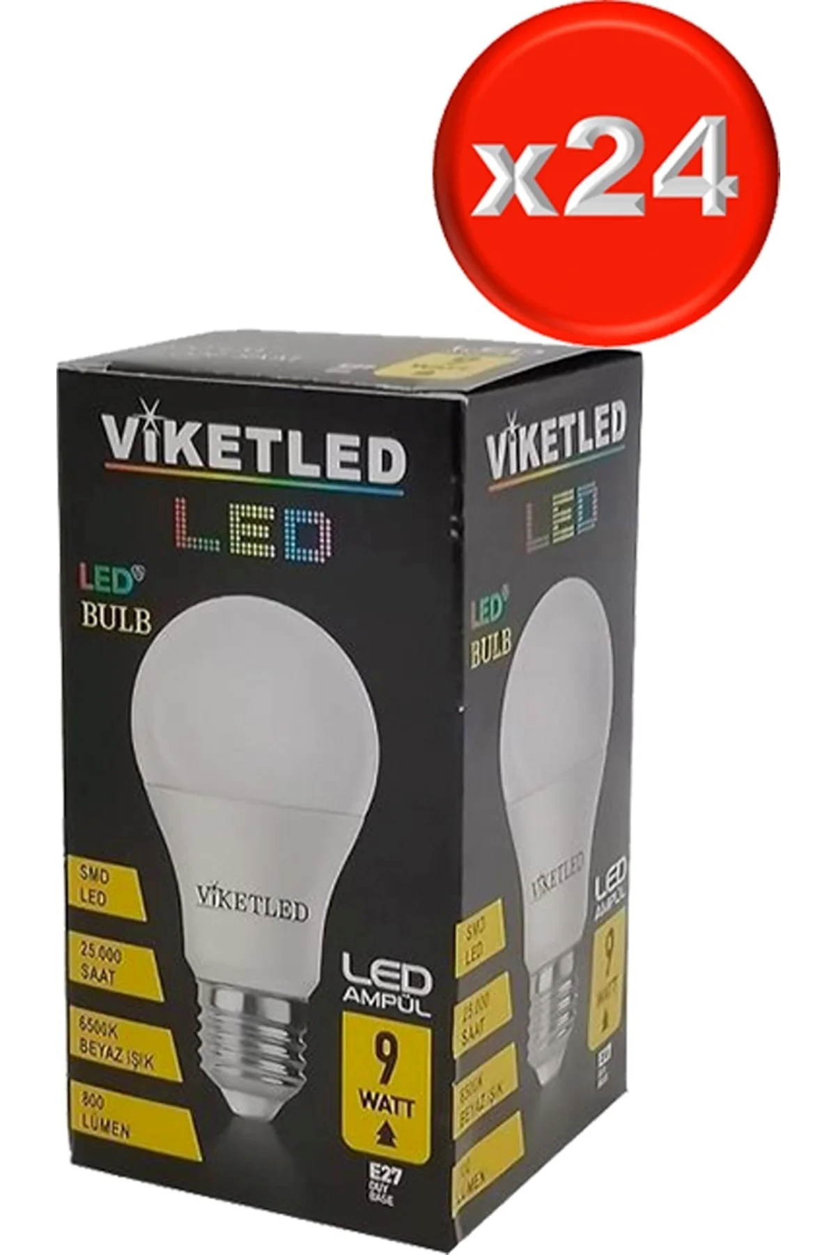 Viketled Led Ampül Beyaz-white 9w (24 Lü Set)