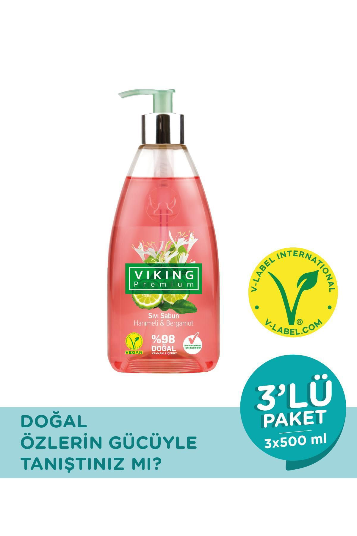 Viking Premium Sıvı Sabun Hanımeli&Bergamot 500 ml 3 Adet