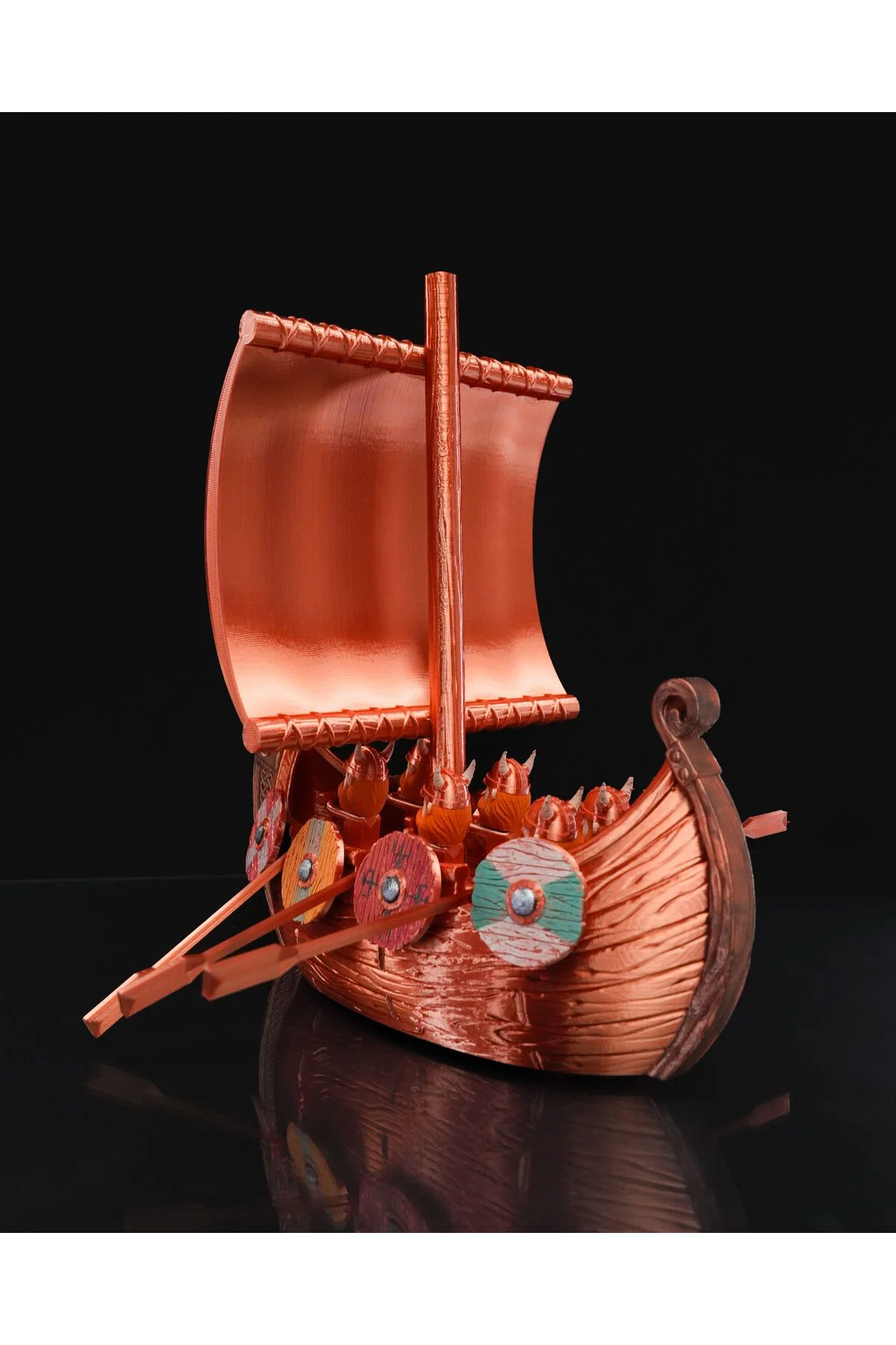 Viking Savaşçı Gemisi Viking Yelkenlisi ve Cüceler Büyük Boy Dekoratif Figür
