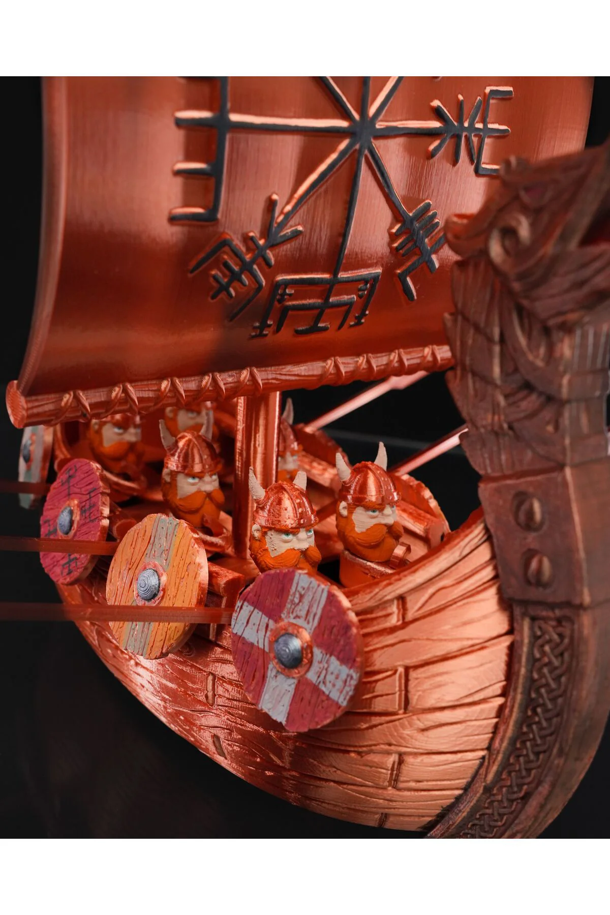 Viking Savaşçı Gemisi Viking Yelkenlisi ve Cüceler Büyük Boy Dekoratif Figür