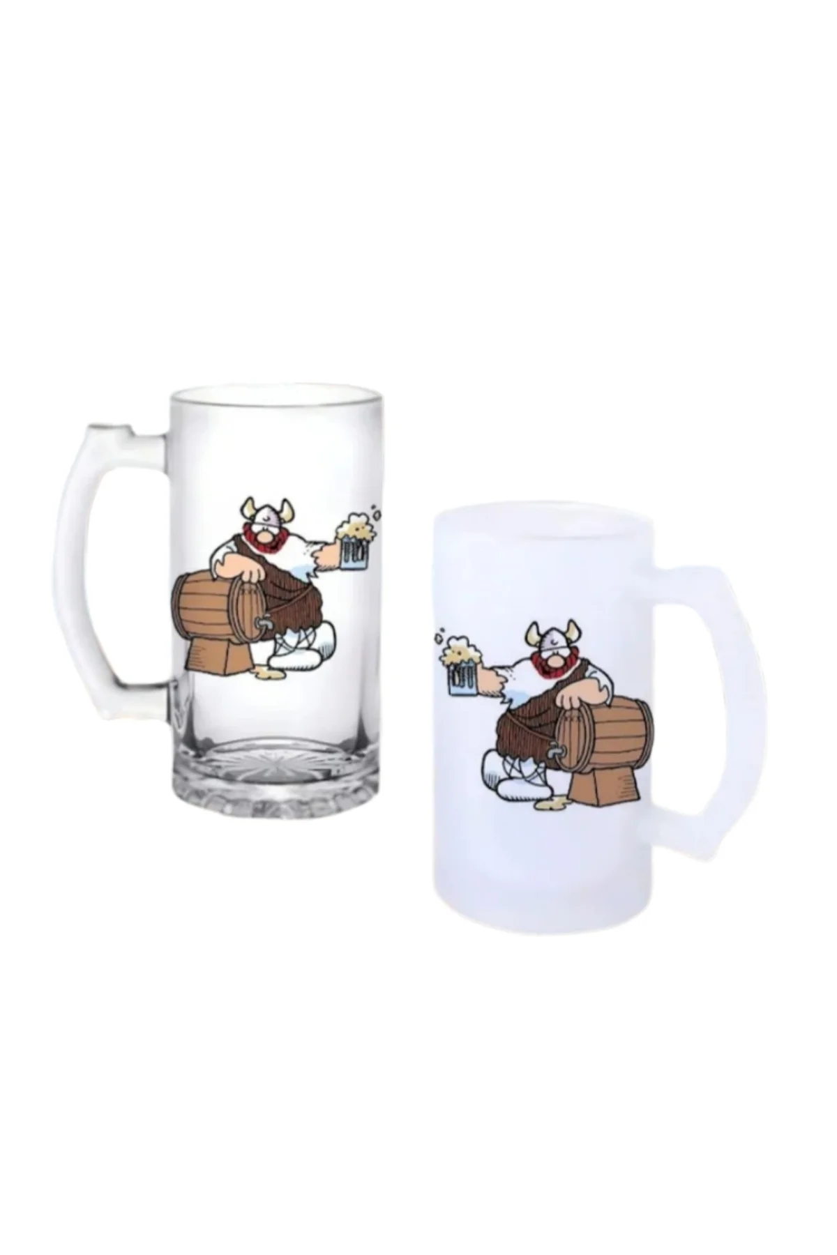 Vikingler Kulplu Bira Bardağı Buzlu veya Şeffaf Seçenekli 0245