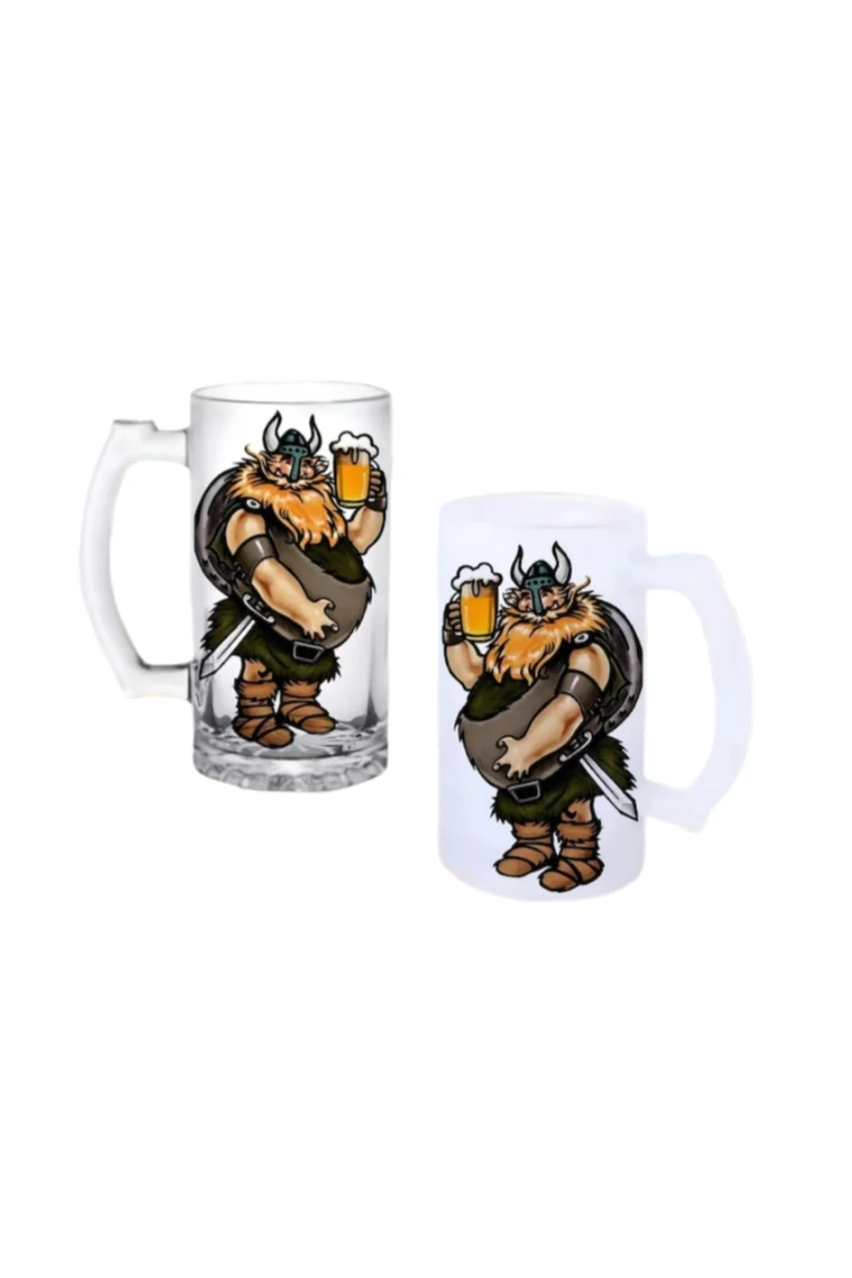 Vikingler Kulplu Bira Bardağı Buzlu veya Şeffaf Seçenekli 0246
