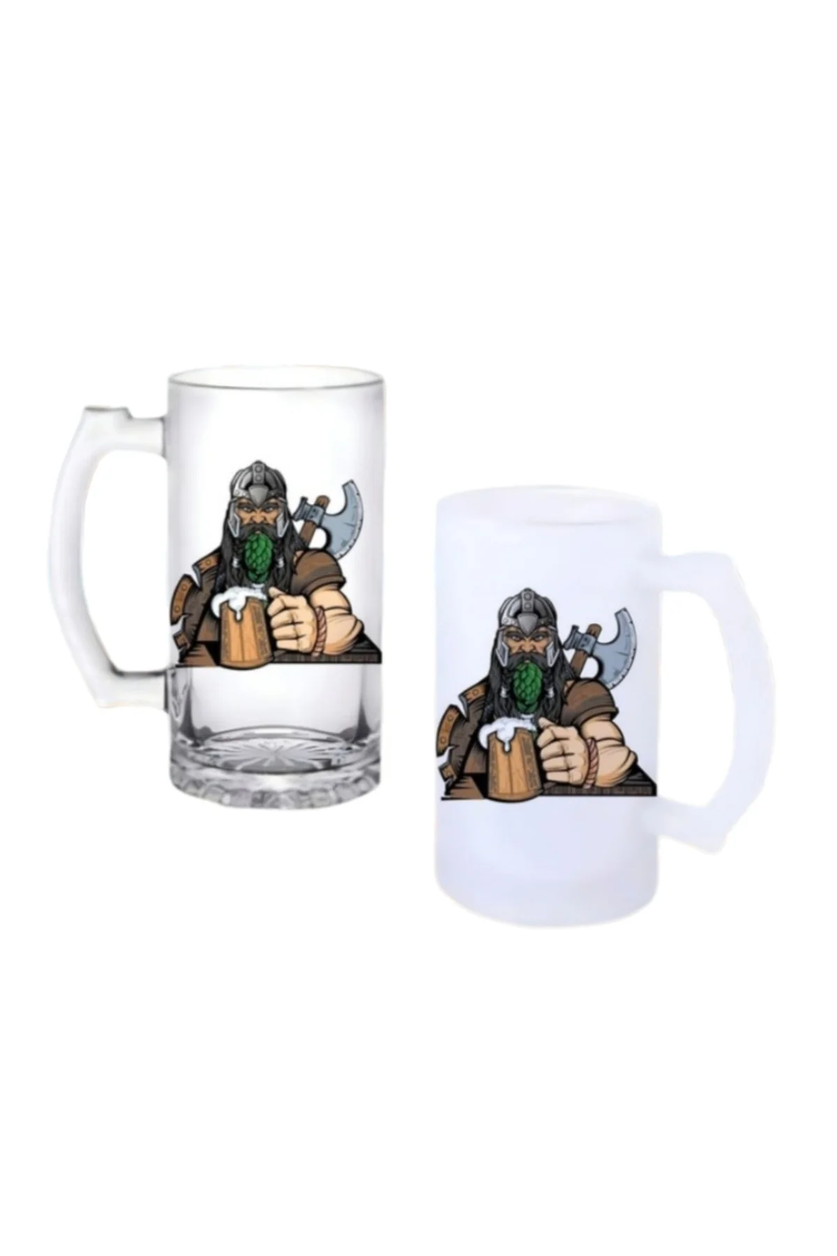 Vikingler Kulplu Bira Bardağı Buzlu veya Şeffaf Seçenekli 0244