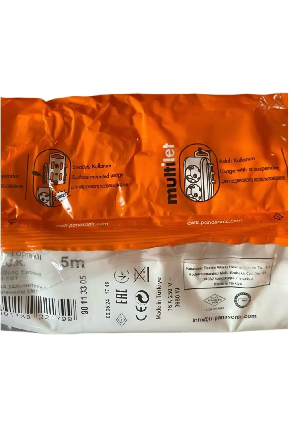 Viko üçlü priz 5 metre (topraklı - çk korumalı)