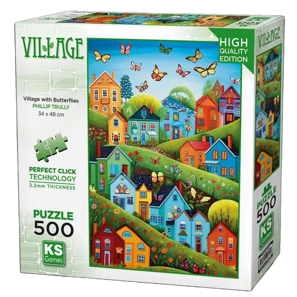 Village with Butterflies Puzzle 500 Parça 20079 Village with Butterflies Puzzle 500 Parça 20079