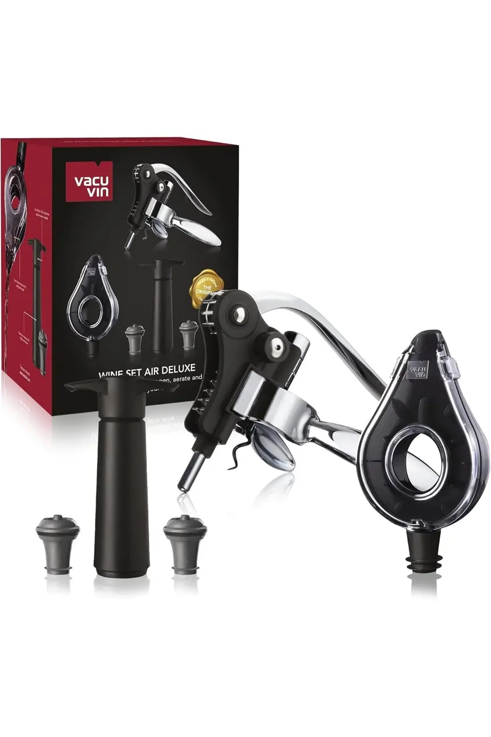 Vin 3890760 Air şarap aksesuar seti, plastik, siyah 1184728