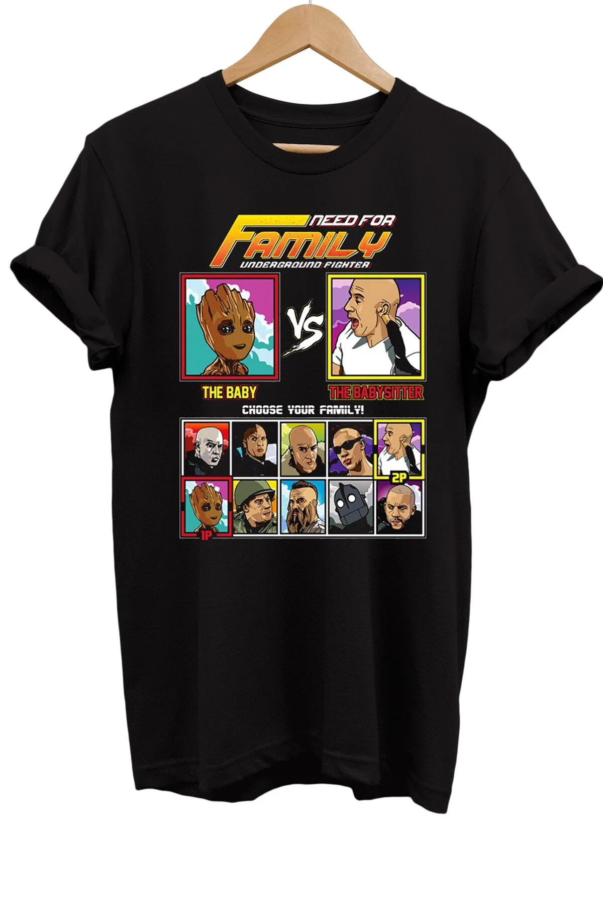 Vin Diesel Film Karakterleri Baskılı %100 Pamuk Oversize T-shirt