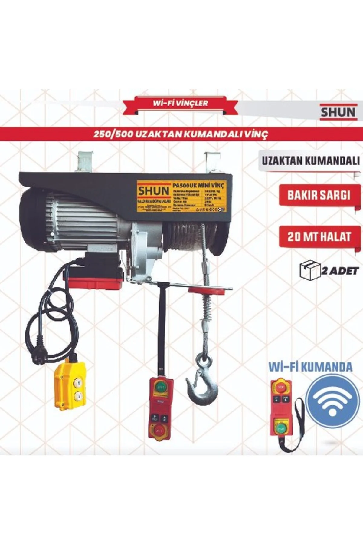 VİNÇ ELEKTRİKLİ UZAKTAN KUMANDALI 250/500KG SHUN