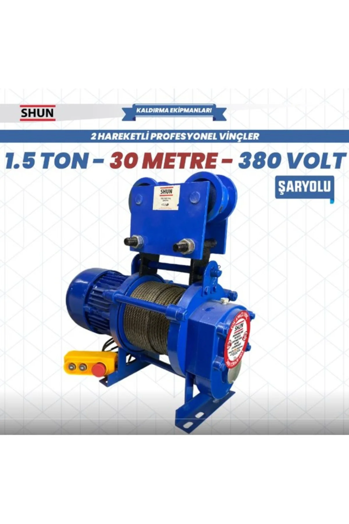 VİNÇ PROF. ÇOK AMAÇLI 380 V 30 Mt 1500 Kg SHUN
