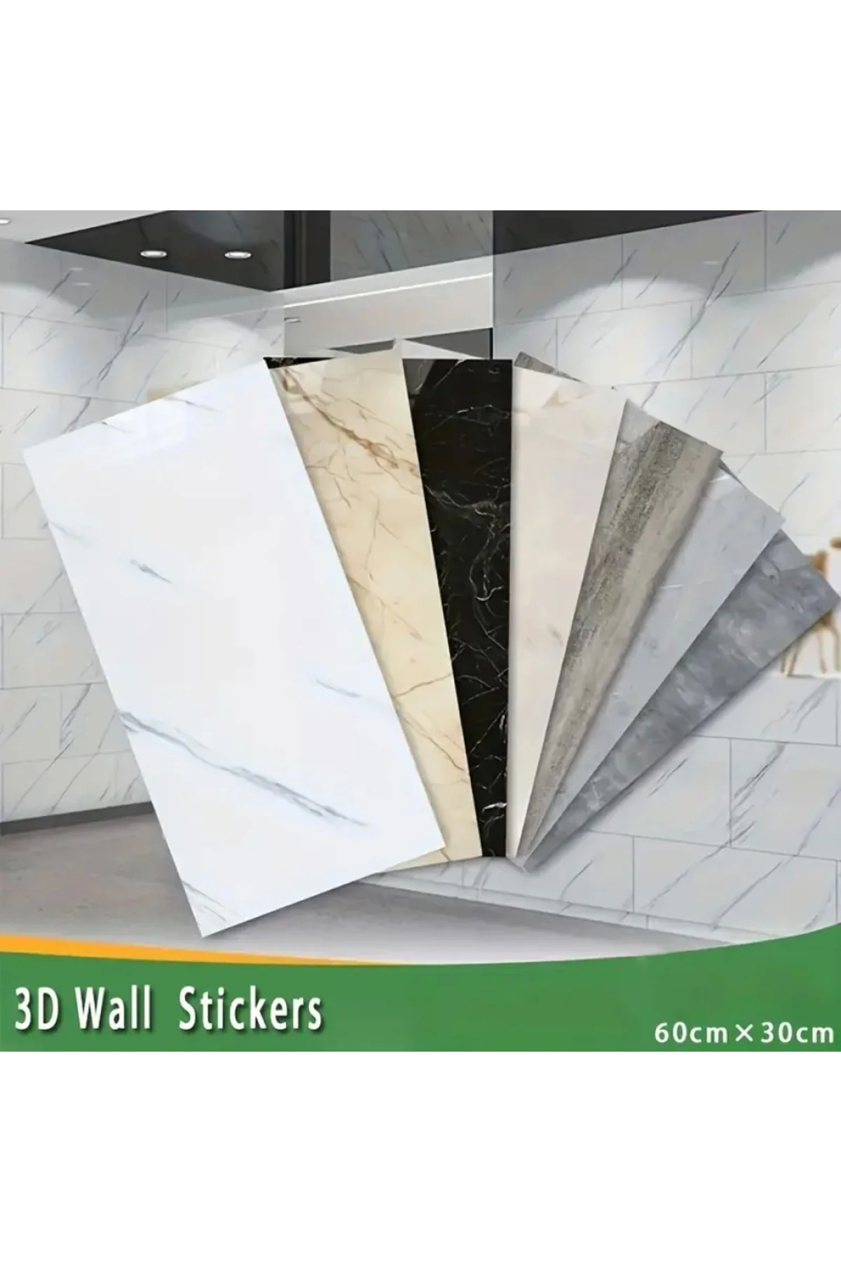 Vinil Beyaz Mermer Desenli Alüminyum Plastik Duvar Sticker - Lisi