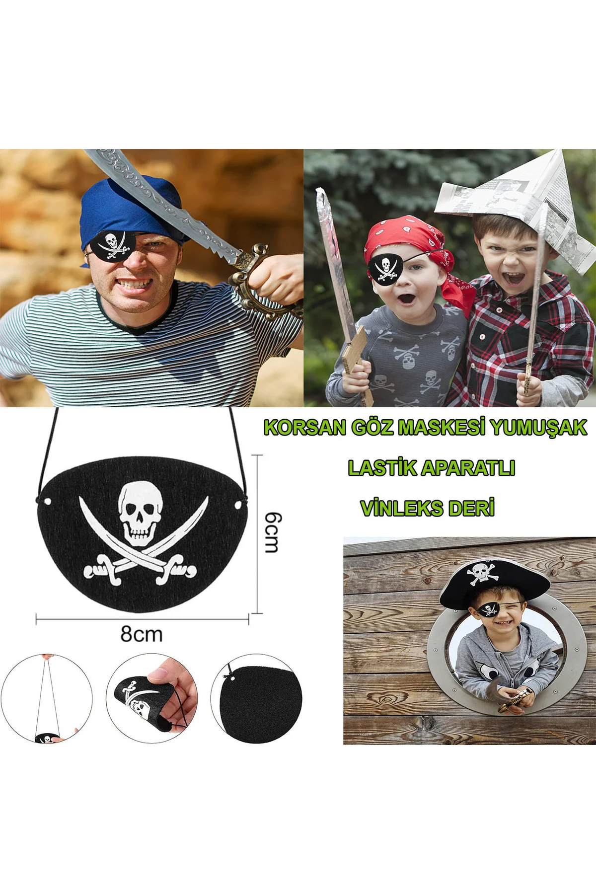 Vinleks Deri Korsan Göz Bandı Göz Maskesi Lastikli (5060) Vinleks Deri Korsan Göz Bandı Göz Maskesi Lastikli (5060)