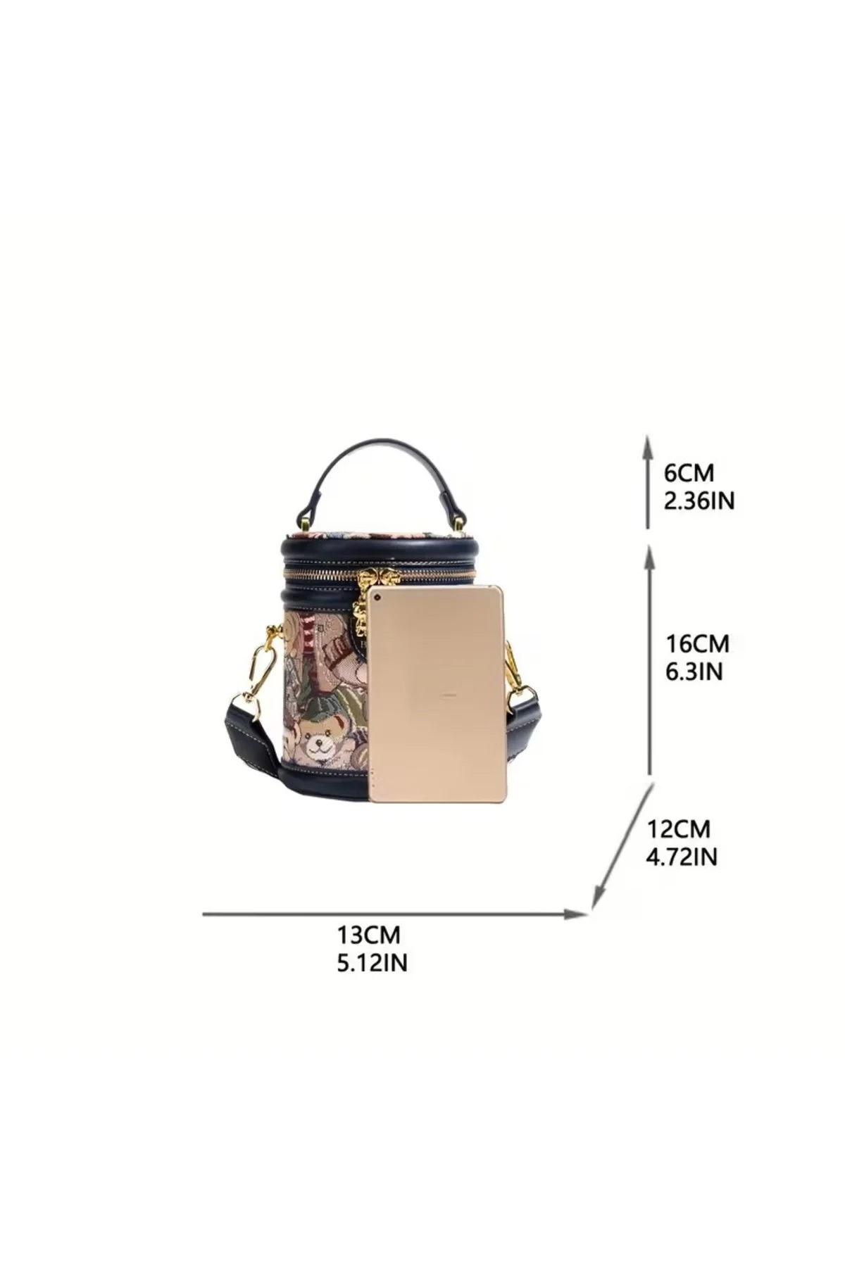 Vintage Ayıcık Baskılı Kahverengi Detaylı Crossbody ve Elde Taşıma Çantası Vintage Ayıcık Baskılı Kahverengi Detaylı Crossbody ve Elde Taşıma Çantası - Görsel 4