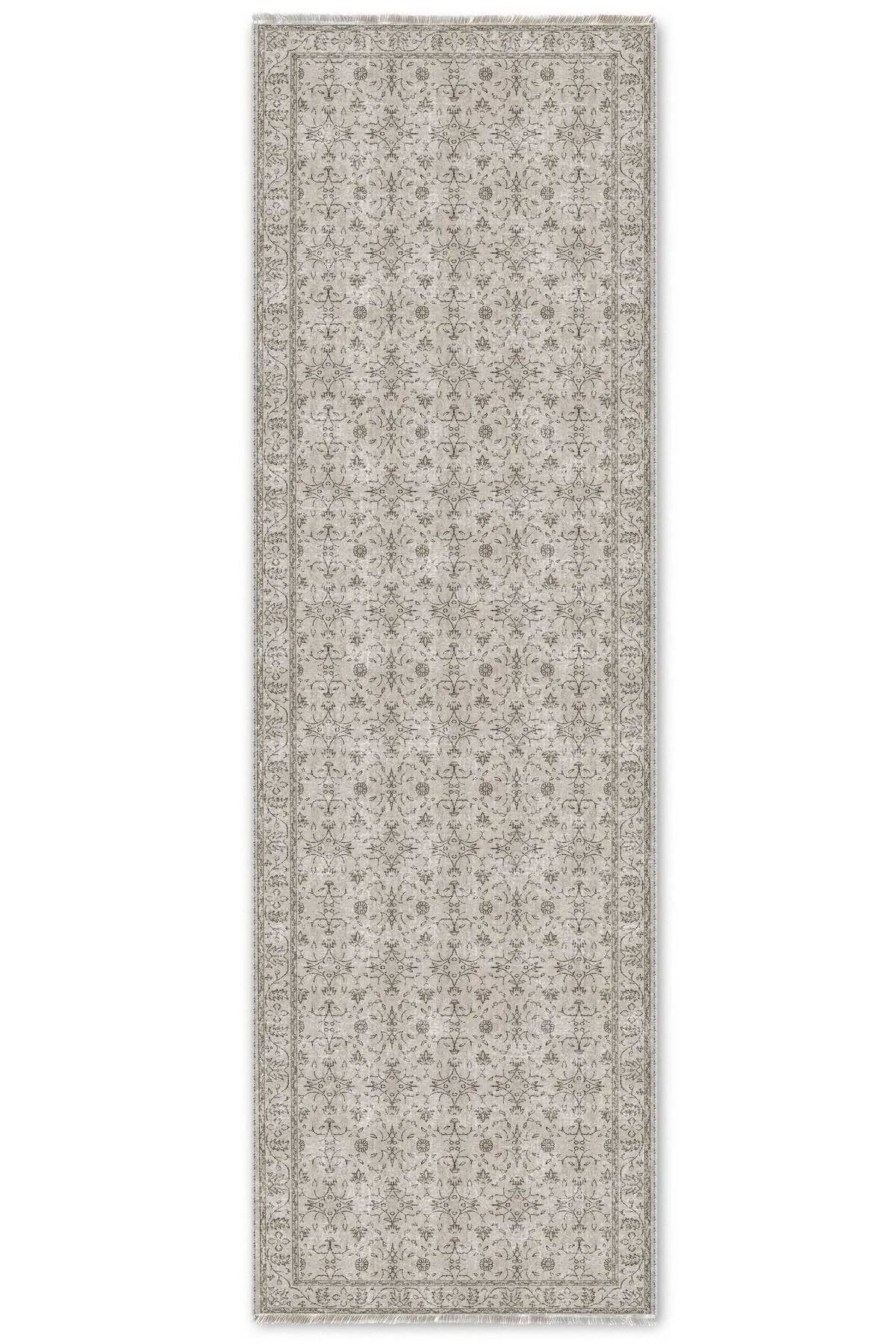 Vintage Bej Şönil Halı Kilim Yolluk Kaymaz Yıkanabilir Salon Otur