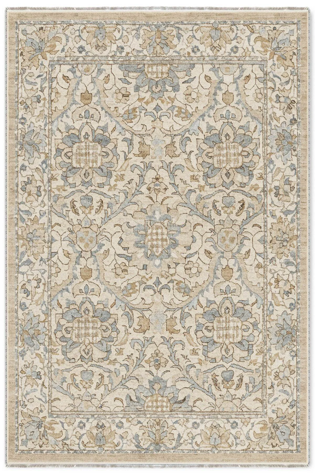 Vintage Bej Şönil Halı Kilim Yolluk Kaymaz Yıkanabilir Salon Otur