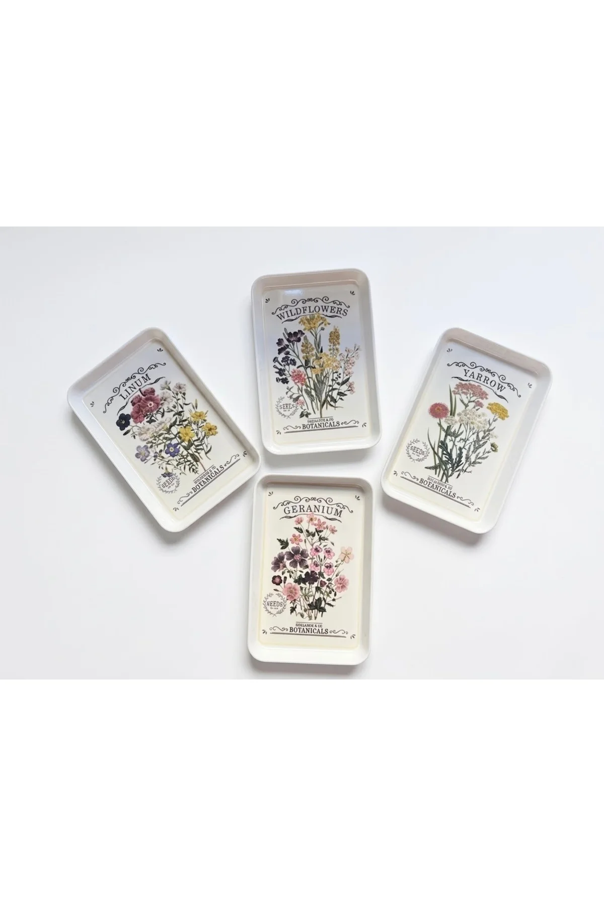 Vintage Botanik Çiçek Desenli Melamin Tabak 22x14 cm Vintage Botanik Çiçek Desenli Melamin Tabak 22x14 cm