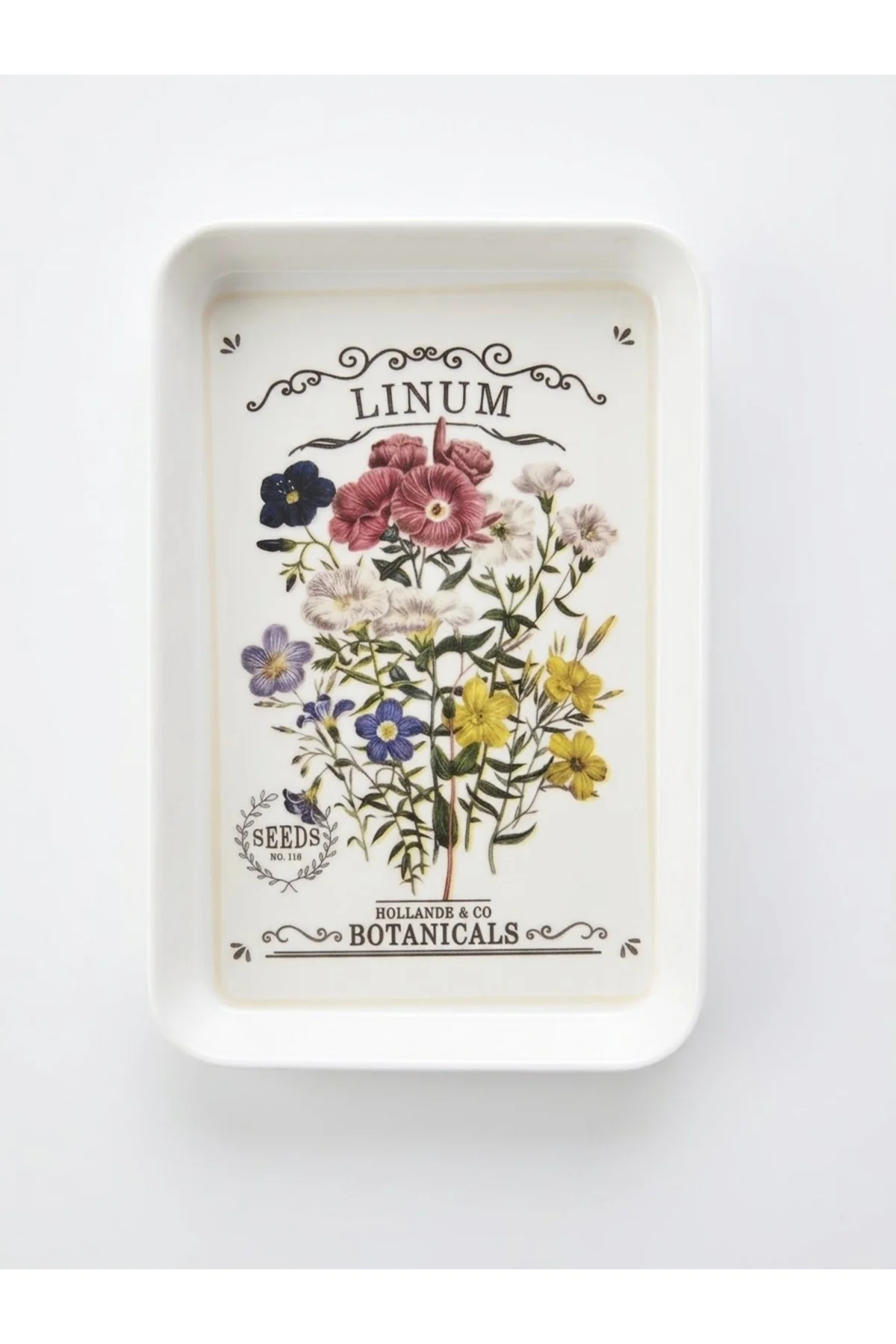 Vintage Botanik Çiçek Desenli Melamin Tabak 22x14 cm Vintage Botanik Çiçek Desenli Melamin Tabak 22x14 cm