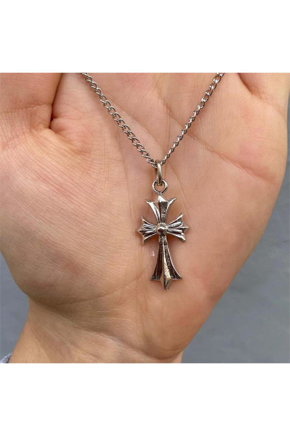 Vintage Cross Zincirli Kolye