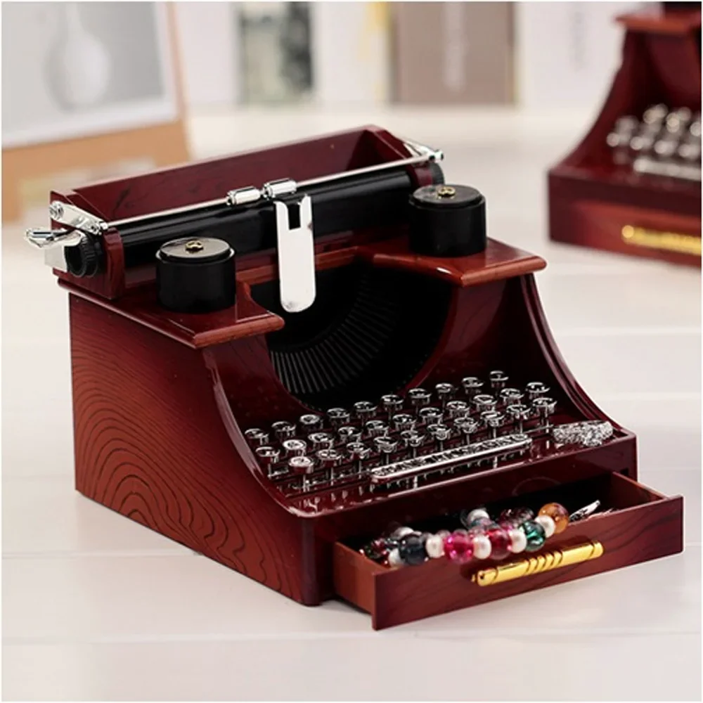 Vintage Daktilo Tasarımlı Şık Dekoratif Müzik Kutusu
