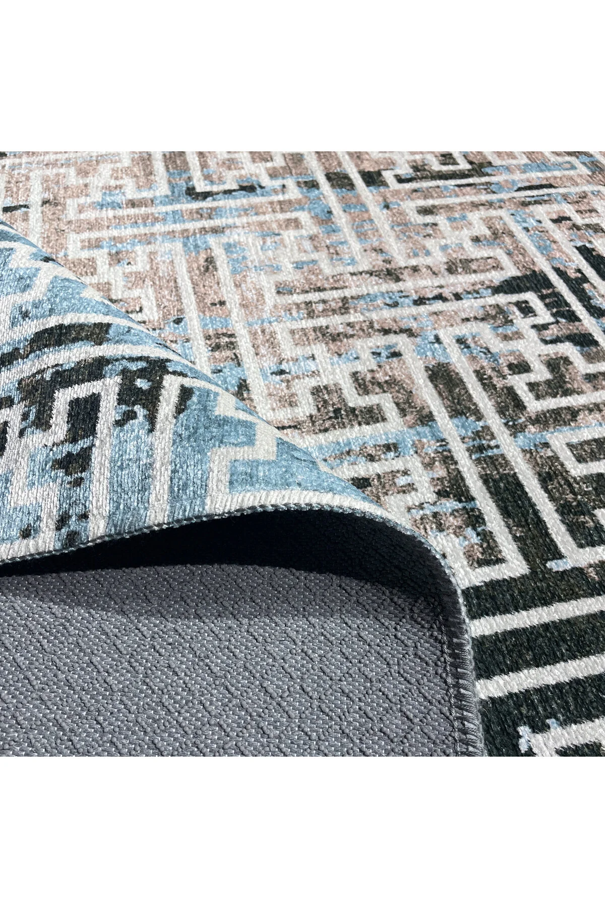 Vintage Dokunuşlu Modern Şönil Halı Kilim Yolluk Kahve Bej Açık M