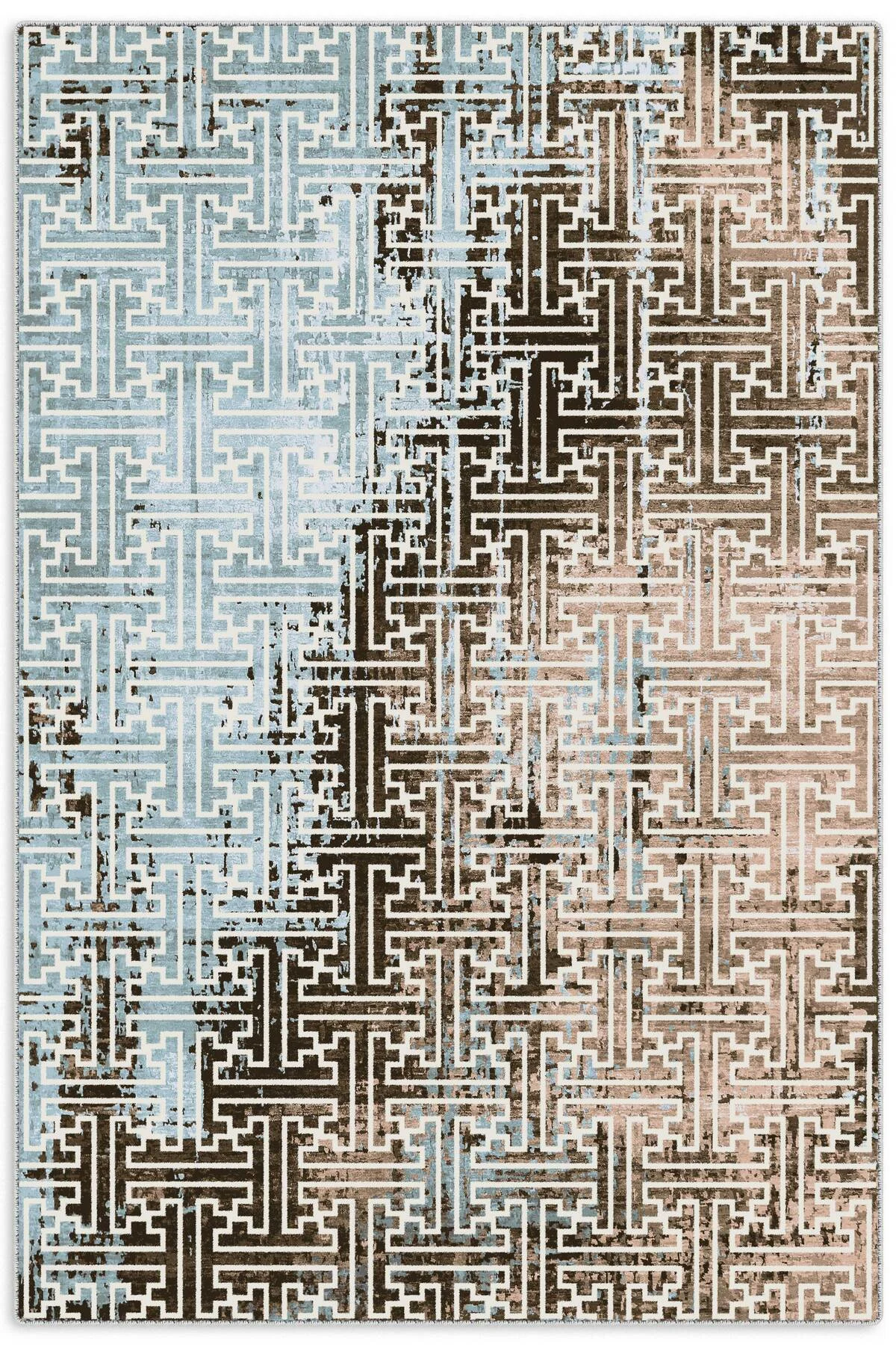Vintage Dokunuşlu Modern Şönil Halı Kilim Yolluk Kahve Bej Açık Mavi Kaymaz Yıkanabilir Saçaklı Vintage Dokunuşlu Modern Şönil Halı Kilim Yolluk Kahve Bej Açık Mavi Kaymaz Yıkanabilir Saçaklı