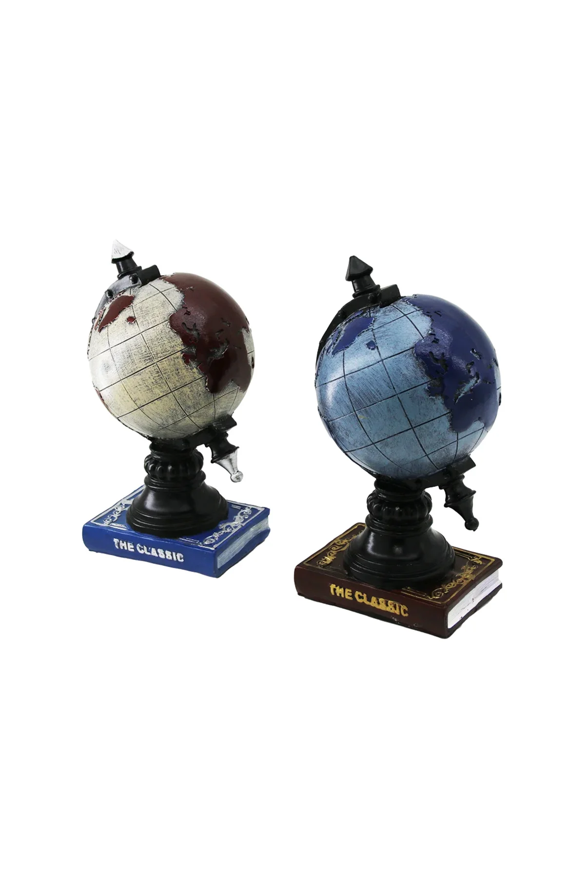 Vintage Dünya Temalı Dekoratif Biblo Kumbara 22 cm Reçine