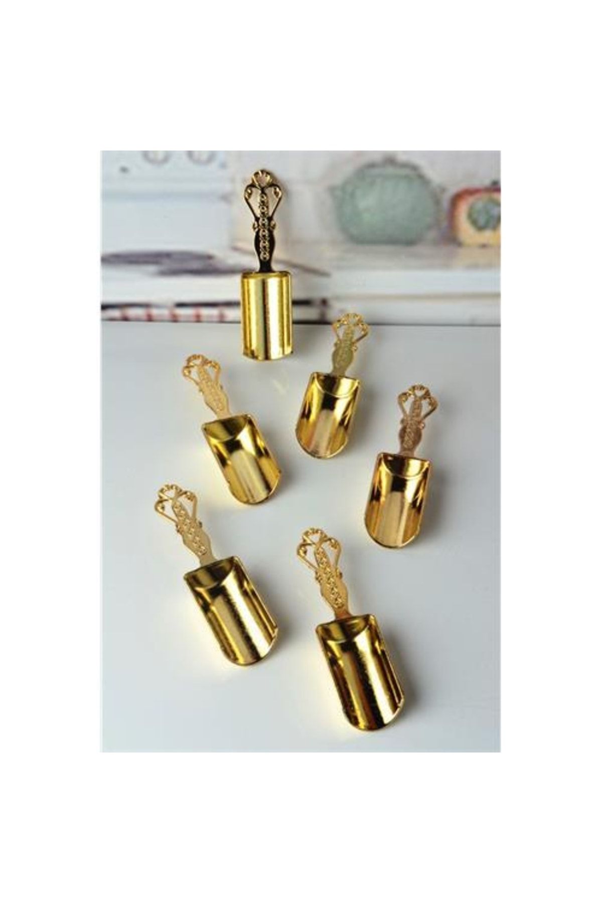 Transformacion Vintage El Yapımı Gold 6 Lı Baharat Ölçü Kaşığı Seti