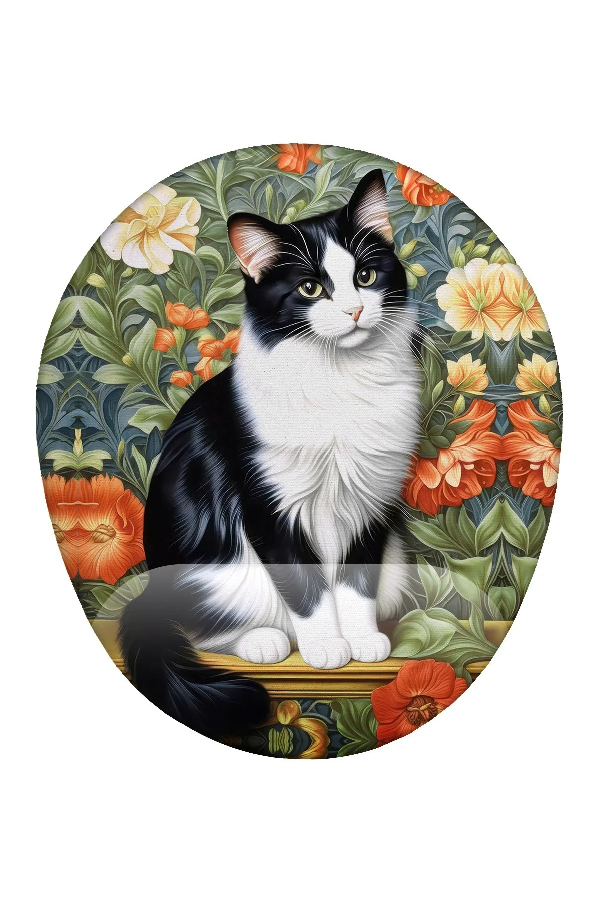 Vintage Kedi Desenli Bilek Destekli Mouse Pad Ergonomik Kaymaz Ta