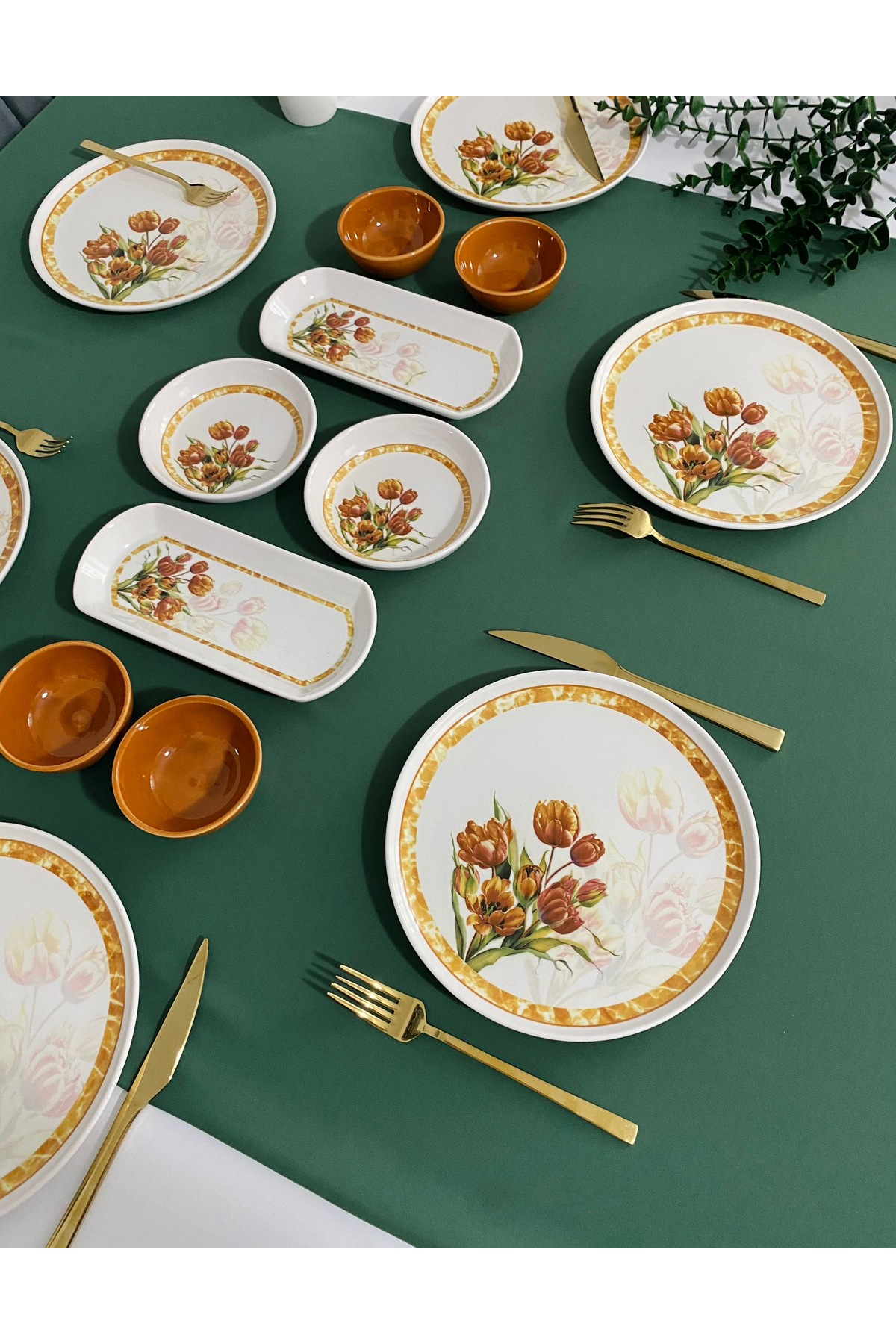 Vintage Lale 6 Kişilik 14 Parça Kahvaltı Takımı