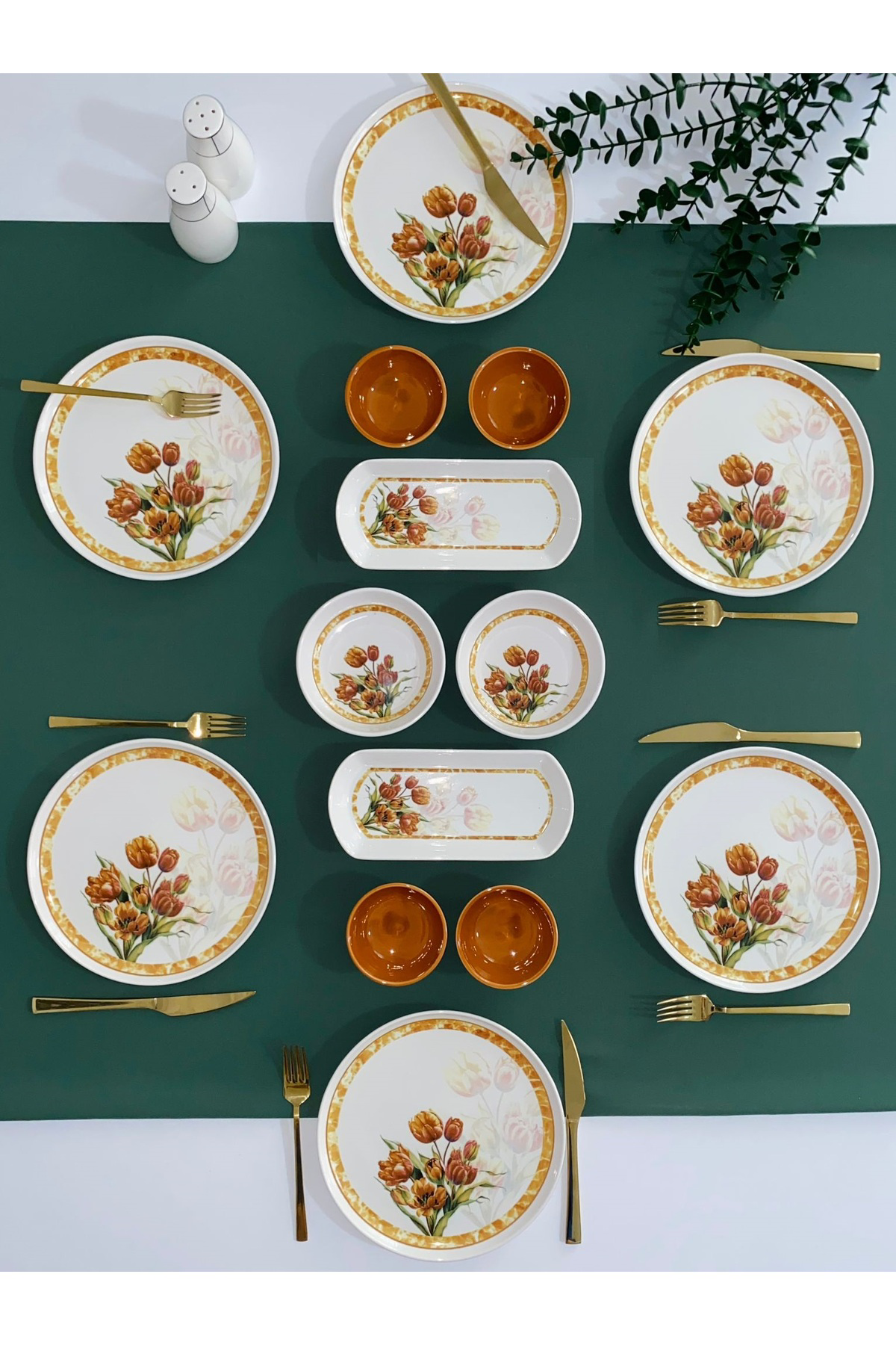 Vintage Lale 6 Kişilik 14 Parça Kahvaltı Takımı