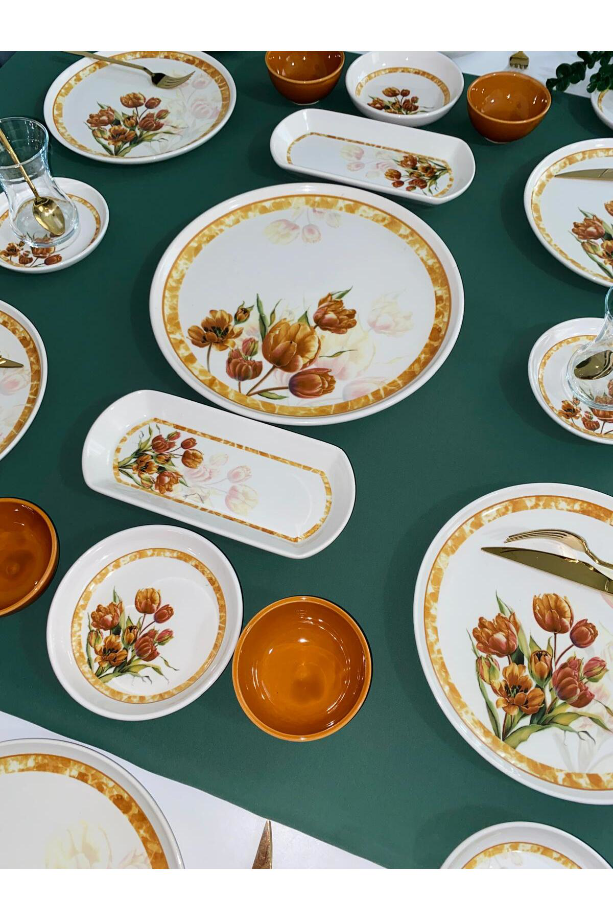 Vintage Lale 6 Kişilik 21 Parça Sosluklu Kahvaltı Takımı