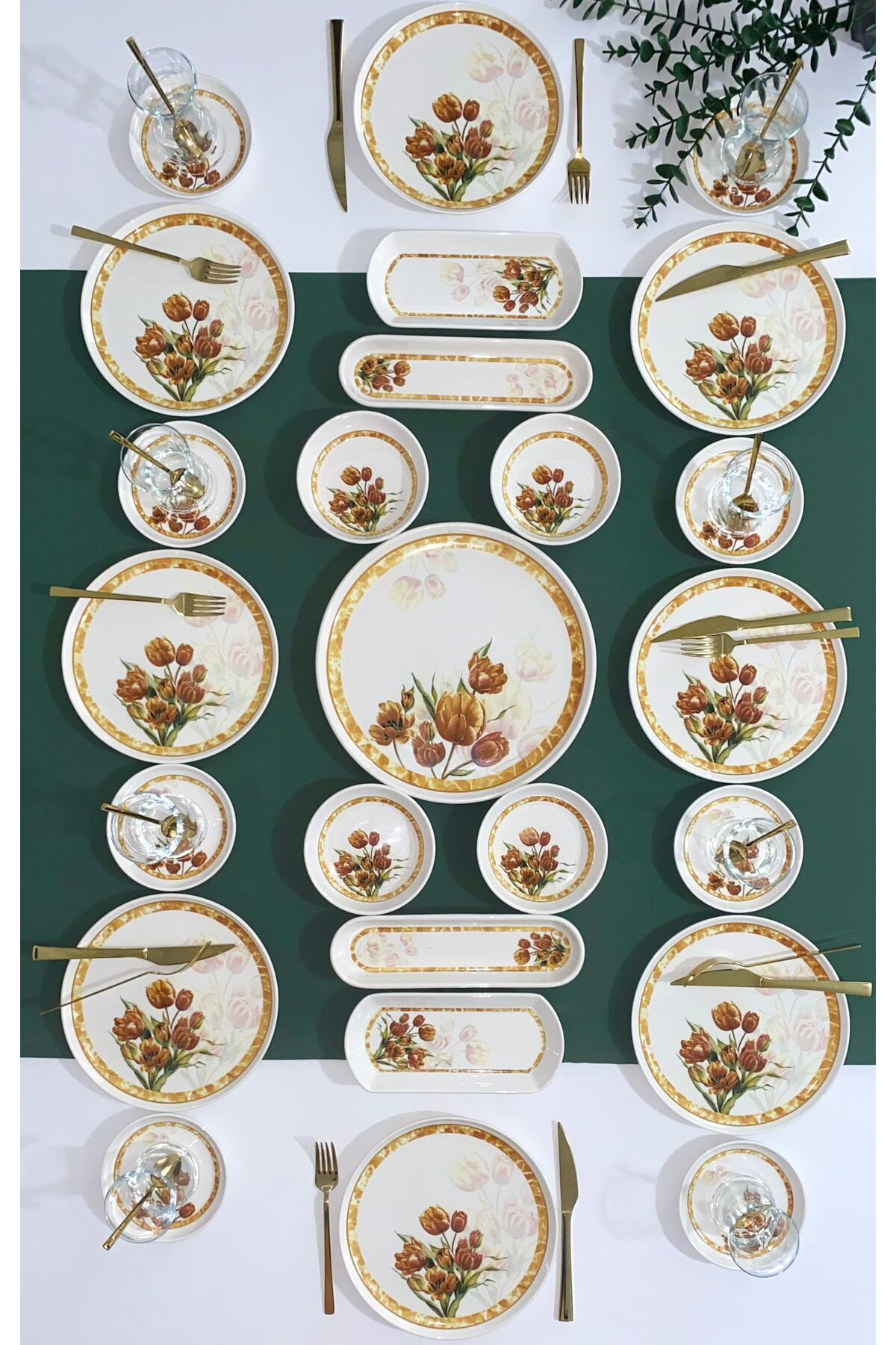 Vintage Lale 8 Kişilik 25 Parça Kahvaltı Takımı