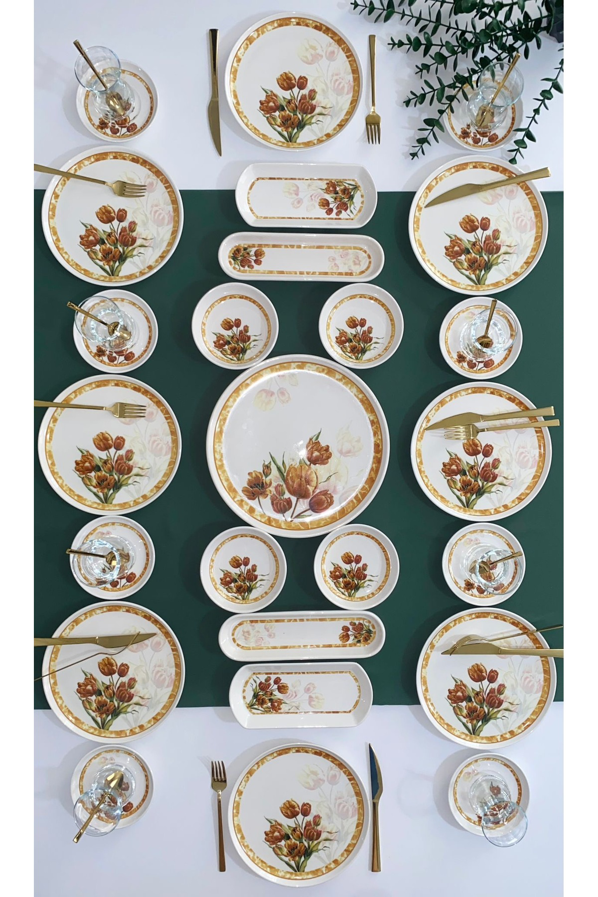 Vintage Lale 8 Kişilik 25 Parça Kahvaltı Takımı