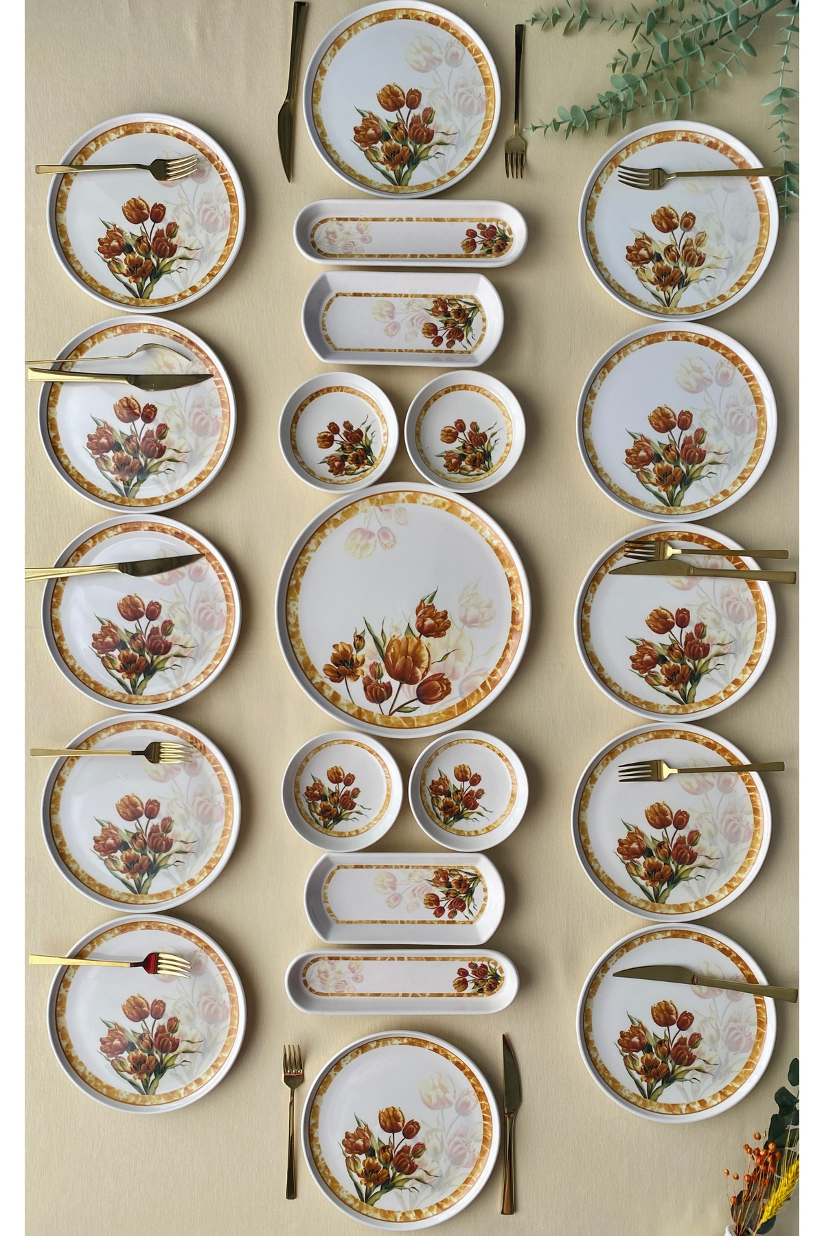 Vintage model 12 kişilik 21 Parça Kahvaltı Takımı