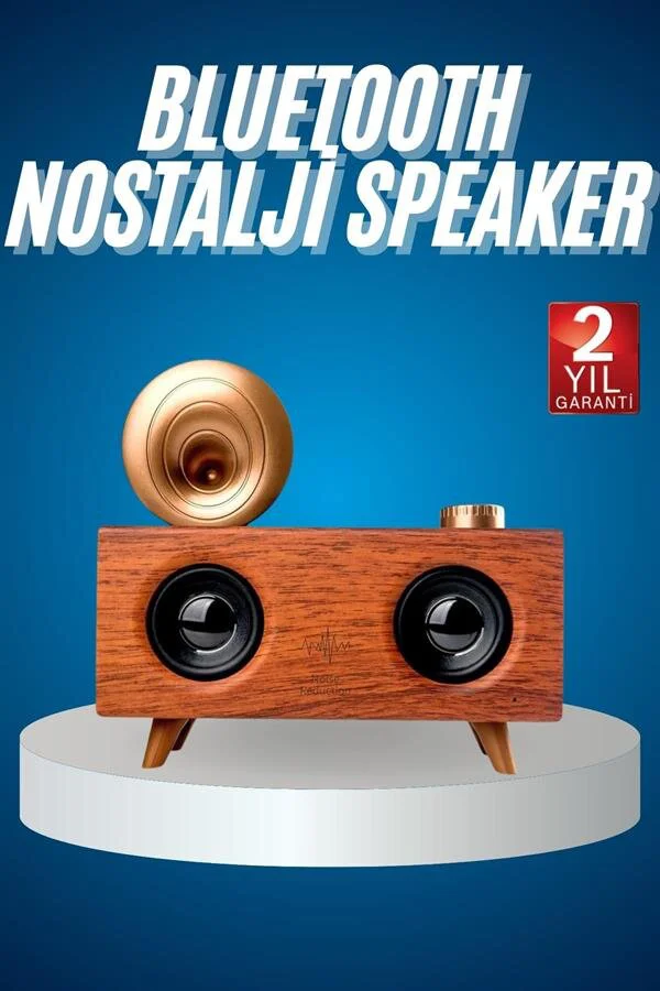 Vintage Nostalji Bluetooth Radyo Gramofon Ahşap Hoparlör - Retro Tasarım ve 5 Farklı Bağlantı Seçeneği