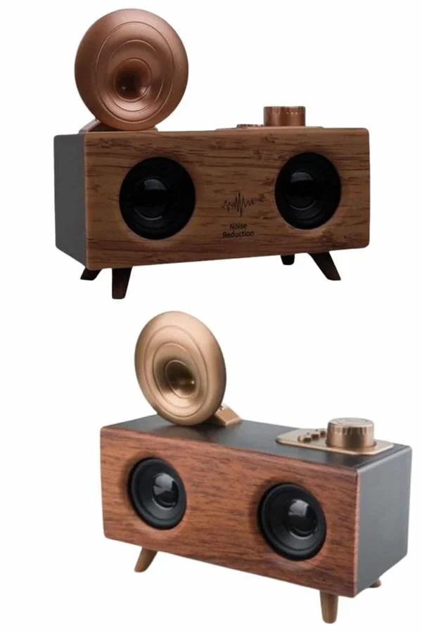 Vintage Nostalji Bluetooth Radyo Gramofon Ahşap Hoparlör - Retro Tasarım ve 5 Farklı Bağlantı Seçeneği