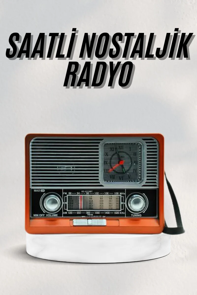 Vintage Nostaljik Bluetooth Radyo - USB, AUX, SD Kart Girişli Şarjlı