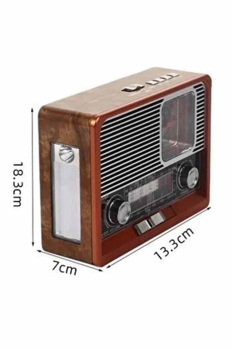 Vintage Nostaljik Bluetooth Radyo - USB, AUX, SD Kart Girişli Şarjlı