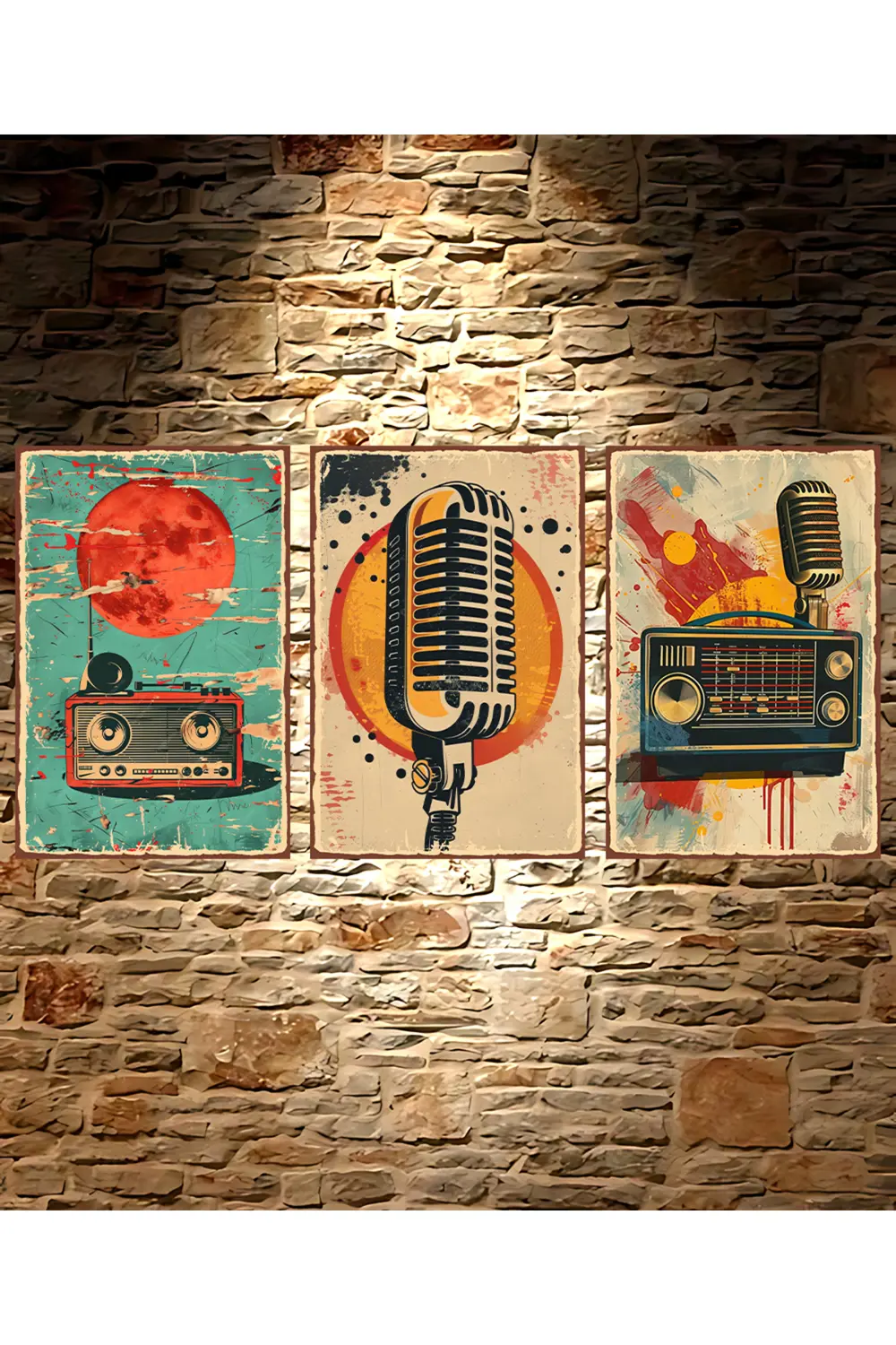 Vintage Retro Ahşap Poster 3lü Set V1005 V1008 V1009
