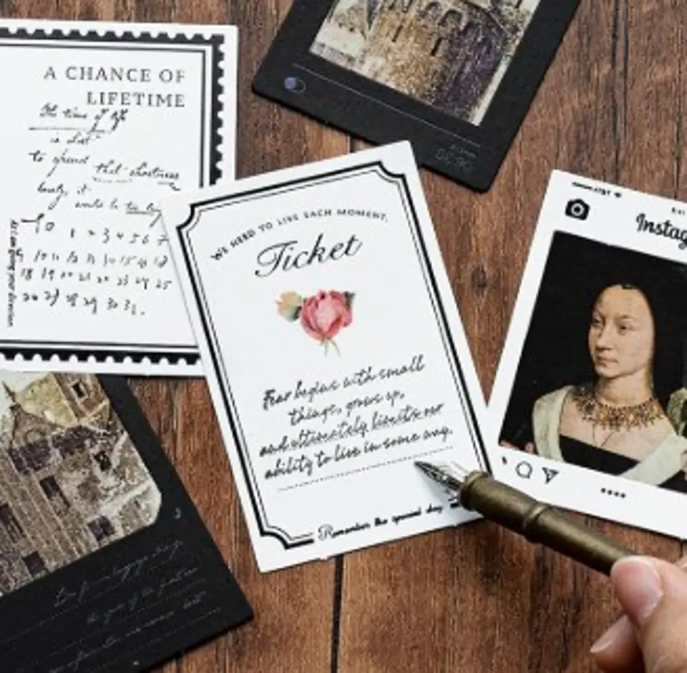 Vintage Sticker Pul Çerçeve Stiker Çıkartma Etiket 20'li Set- Pul