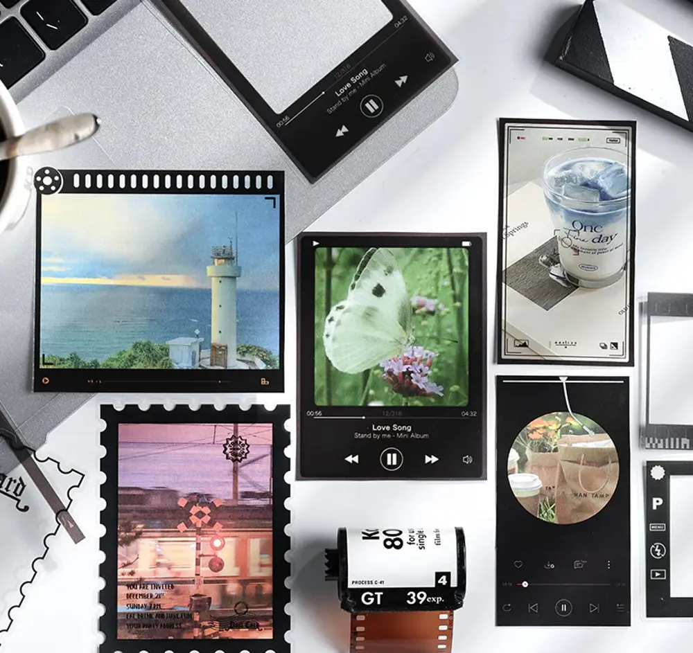 Vintage Sticker Pul Çerçeve Stiker Çıkartma Etiket 20'li Set- Jia