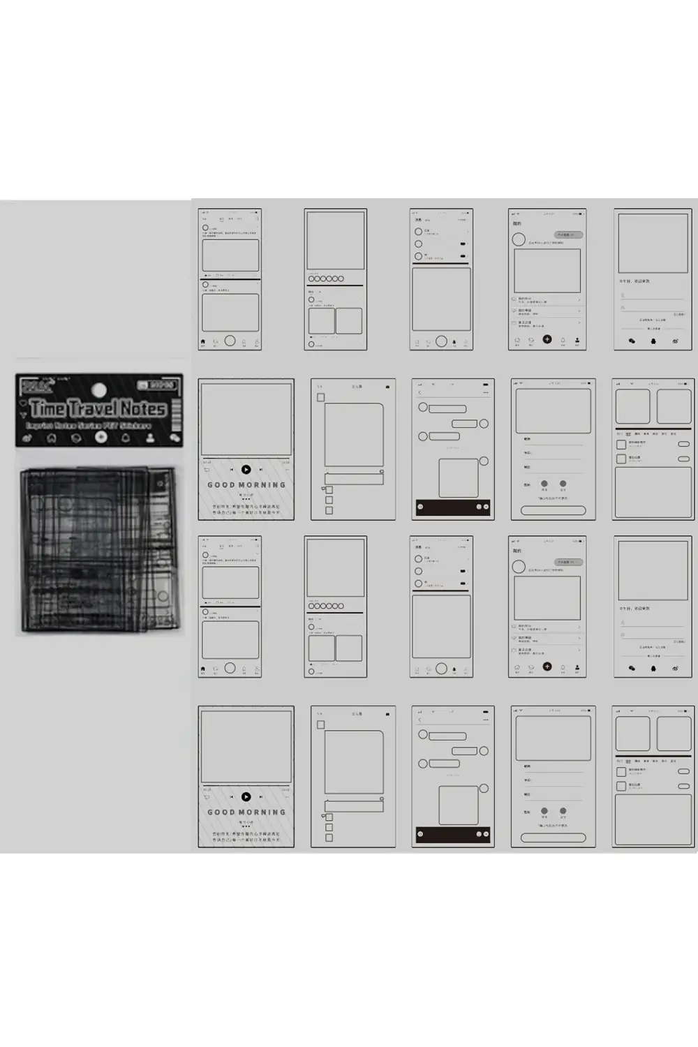 Vintage Sticker Pul Çerçeve Stiker Çıkartma Etiket 20'li Set- Tim