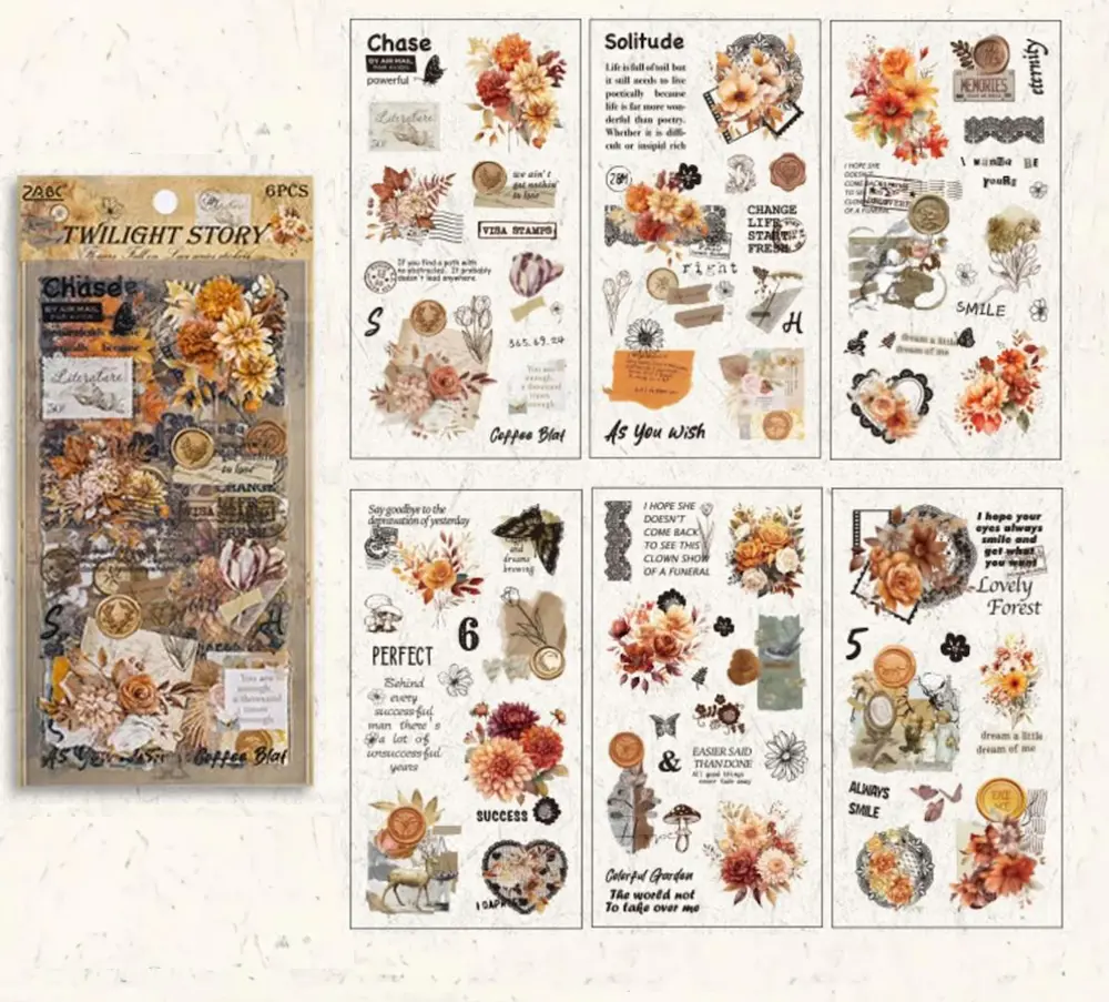 Vintage Sticker Stiker Çıkartma Etiket 6'lı Set- Twilight Story